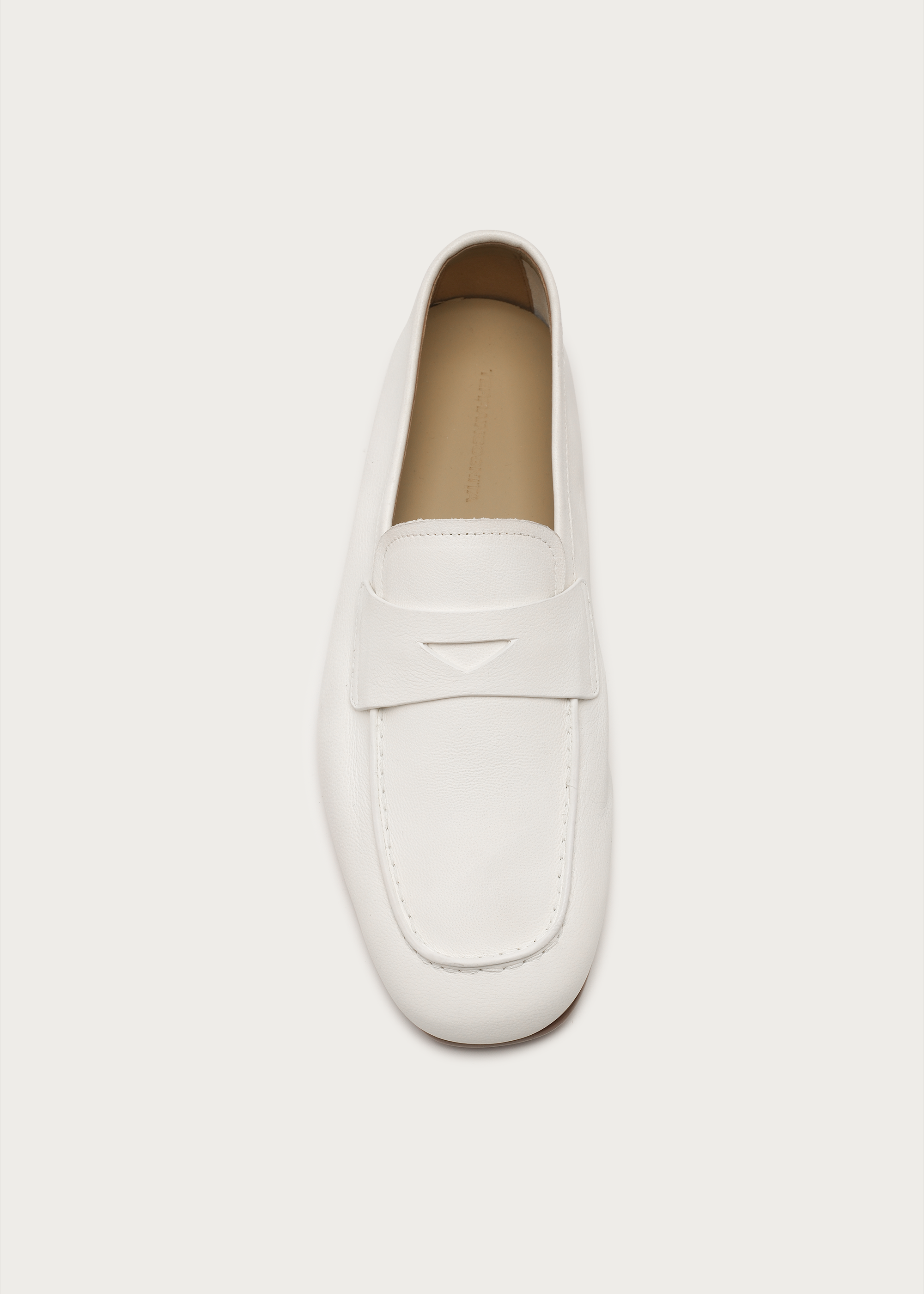 Camel leather loafers White