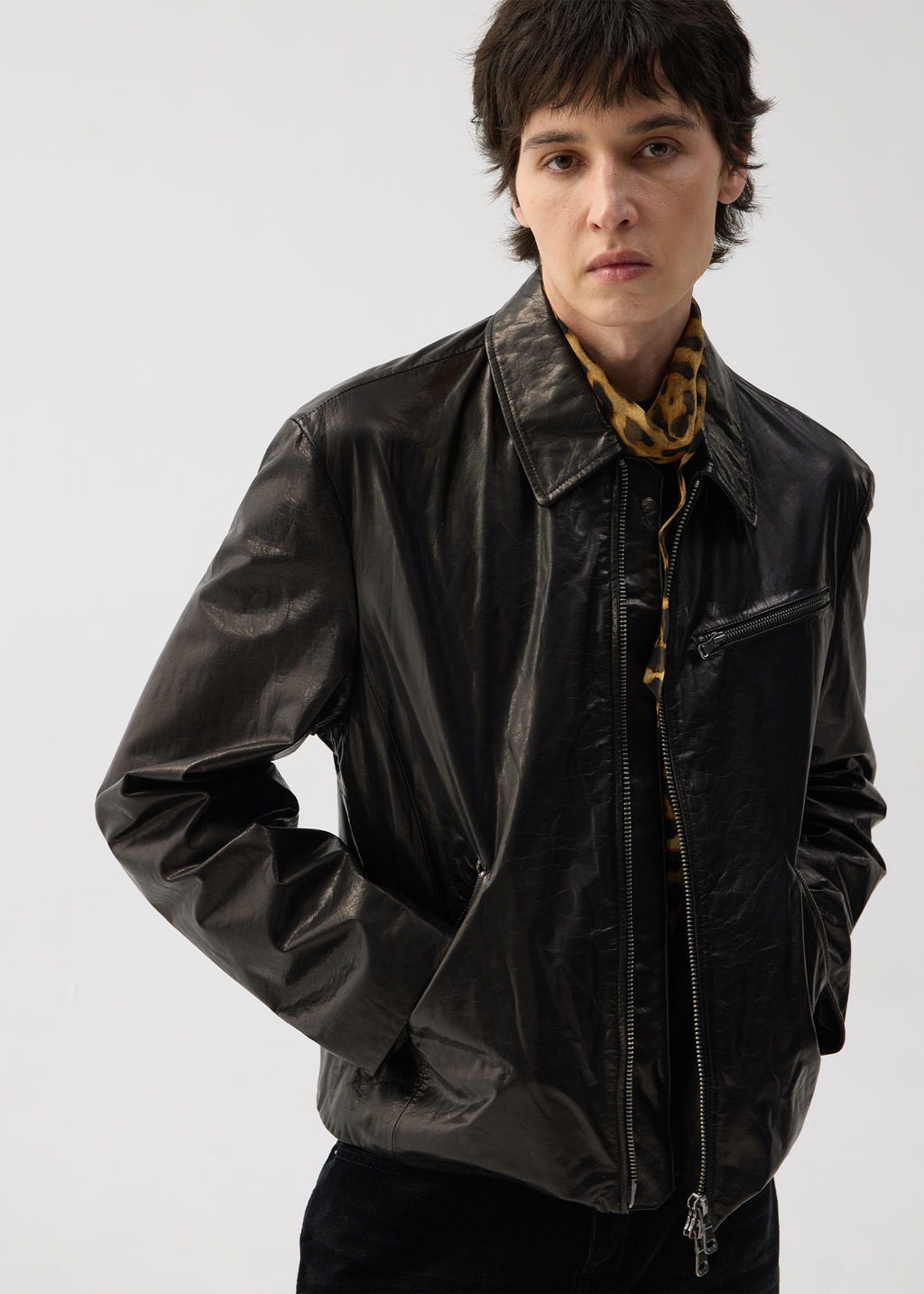 Vegetable-Tanned Leather Zipper Jacket