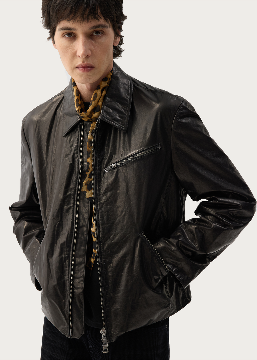 Vegetable-Tanned Leather Zipper Jacket