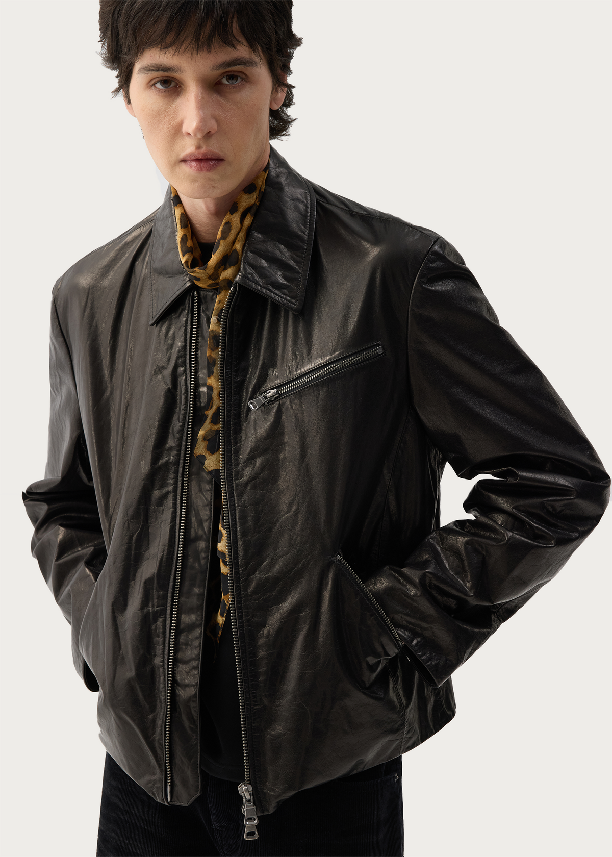 Vegetable-Tanned Leather Zipper Jacket