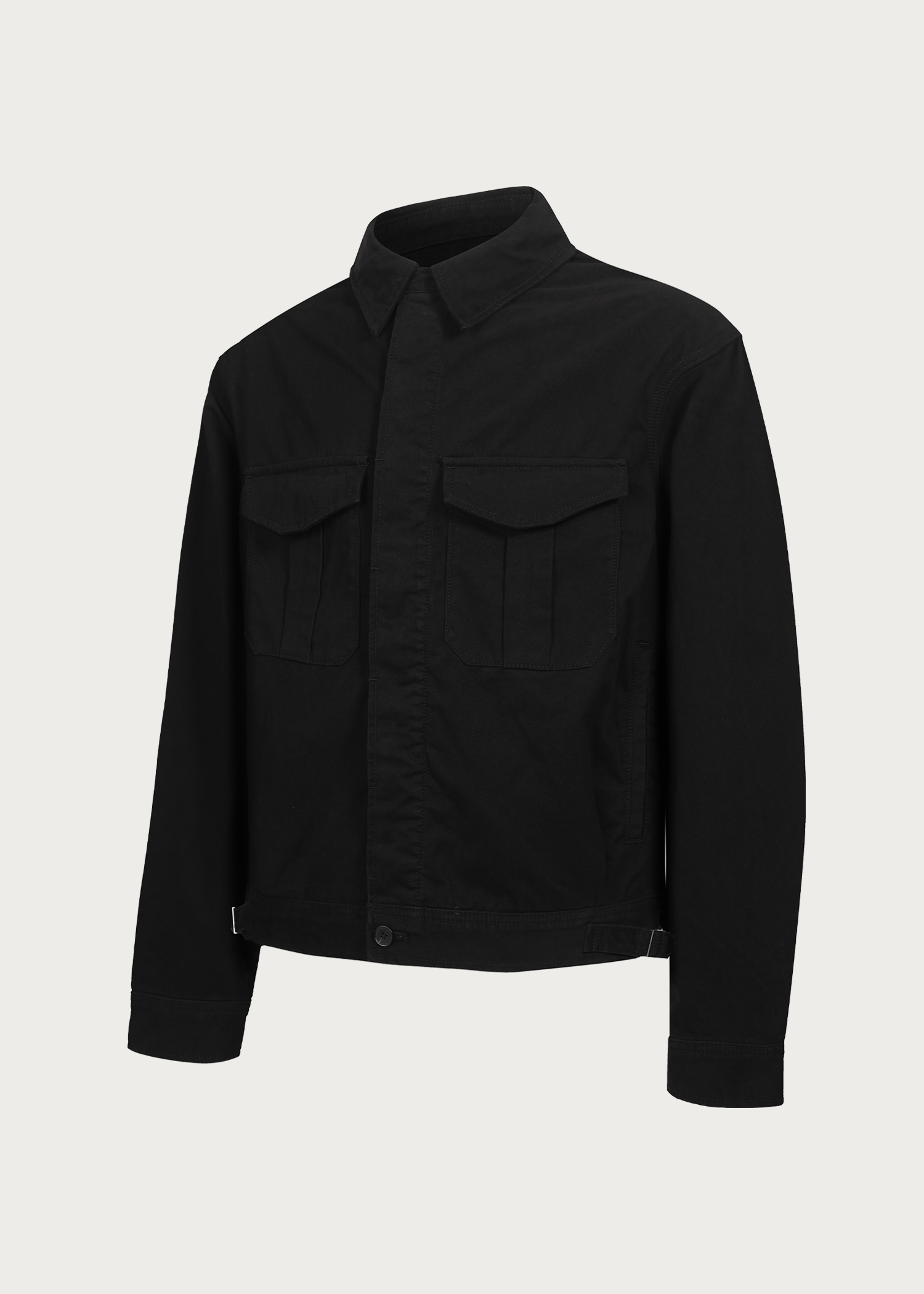 Twill washed denim jacket Black