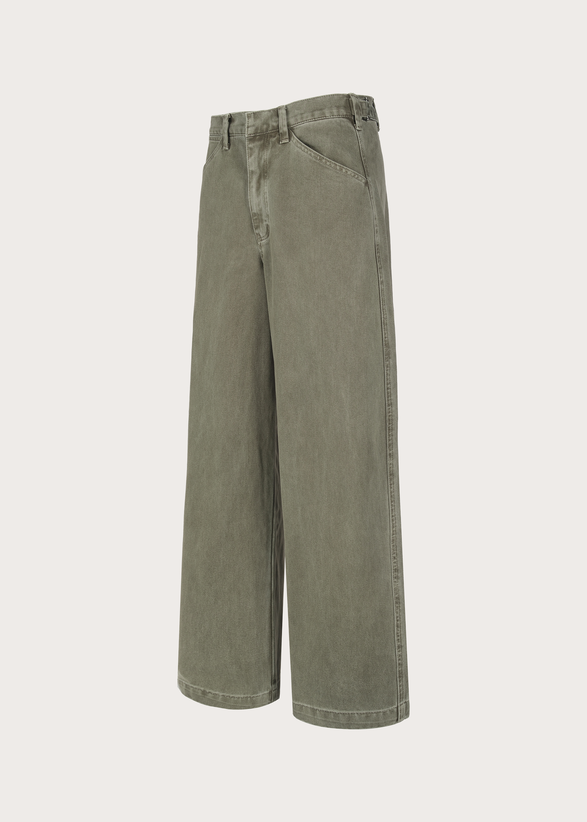 Loose-fitting jeans with an adjustable waistband Green