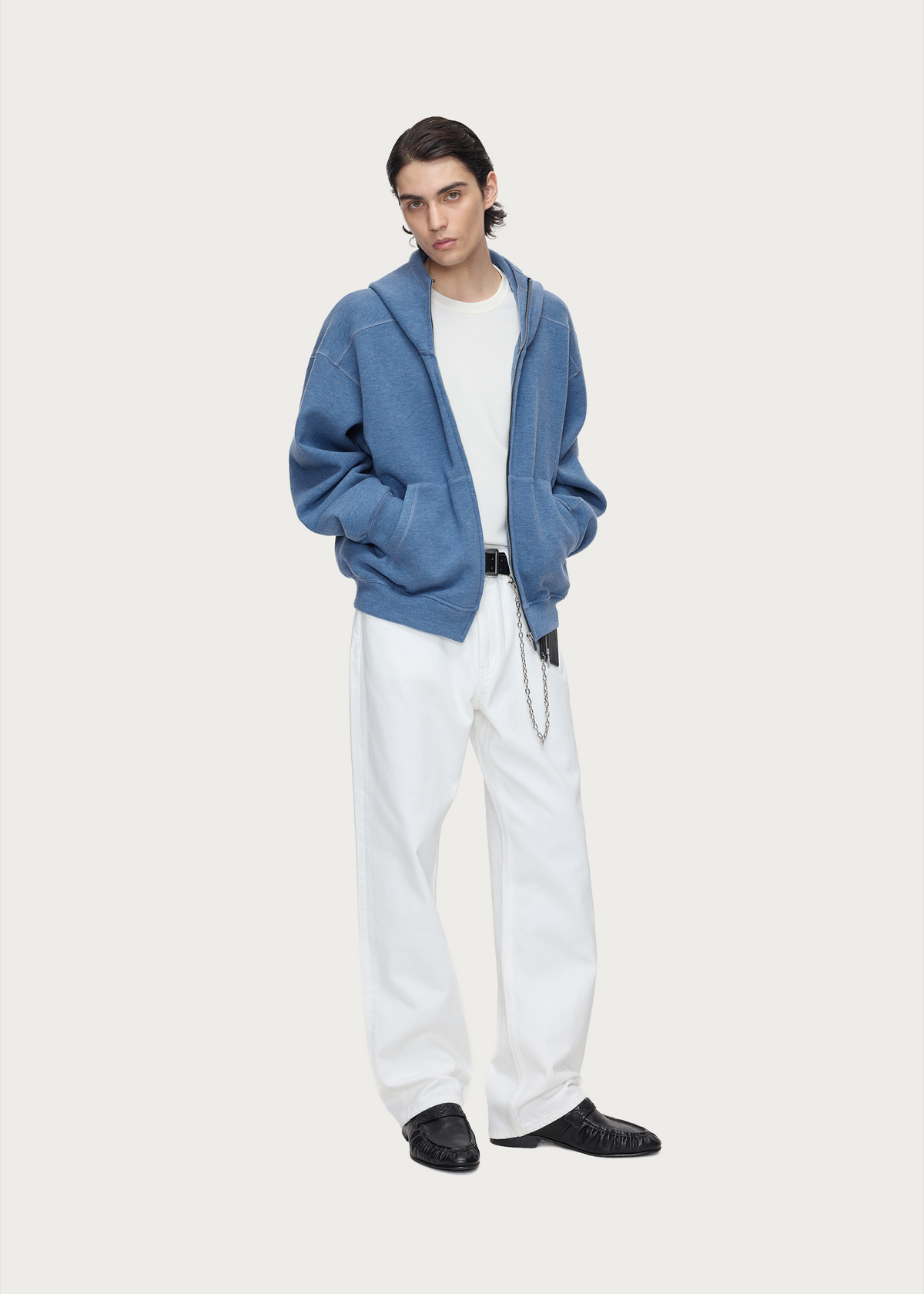 Heavyweight Wool-Blend Hoodie Blue