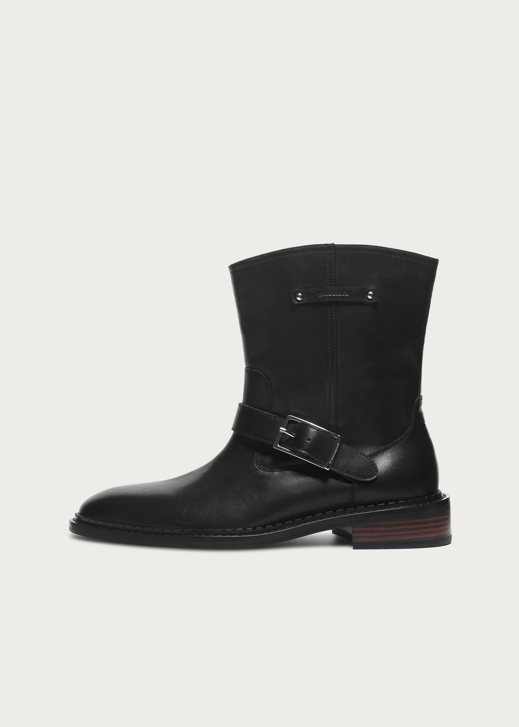 Ankle boots Wood-grain heel Black