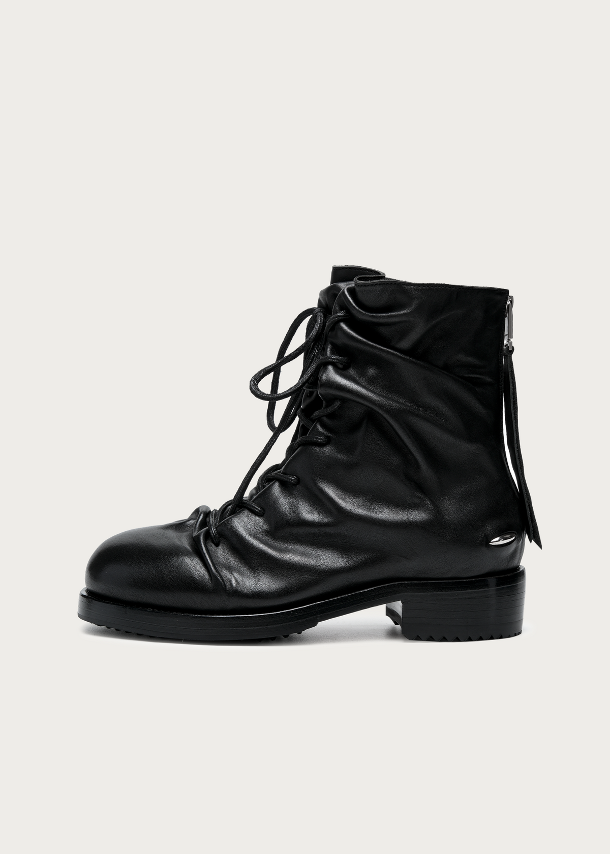 Ravel Ruched Washed-Horsehide Lace-Up Boots