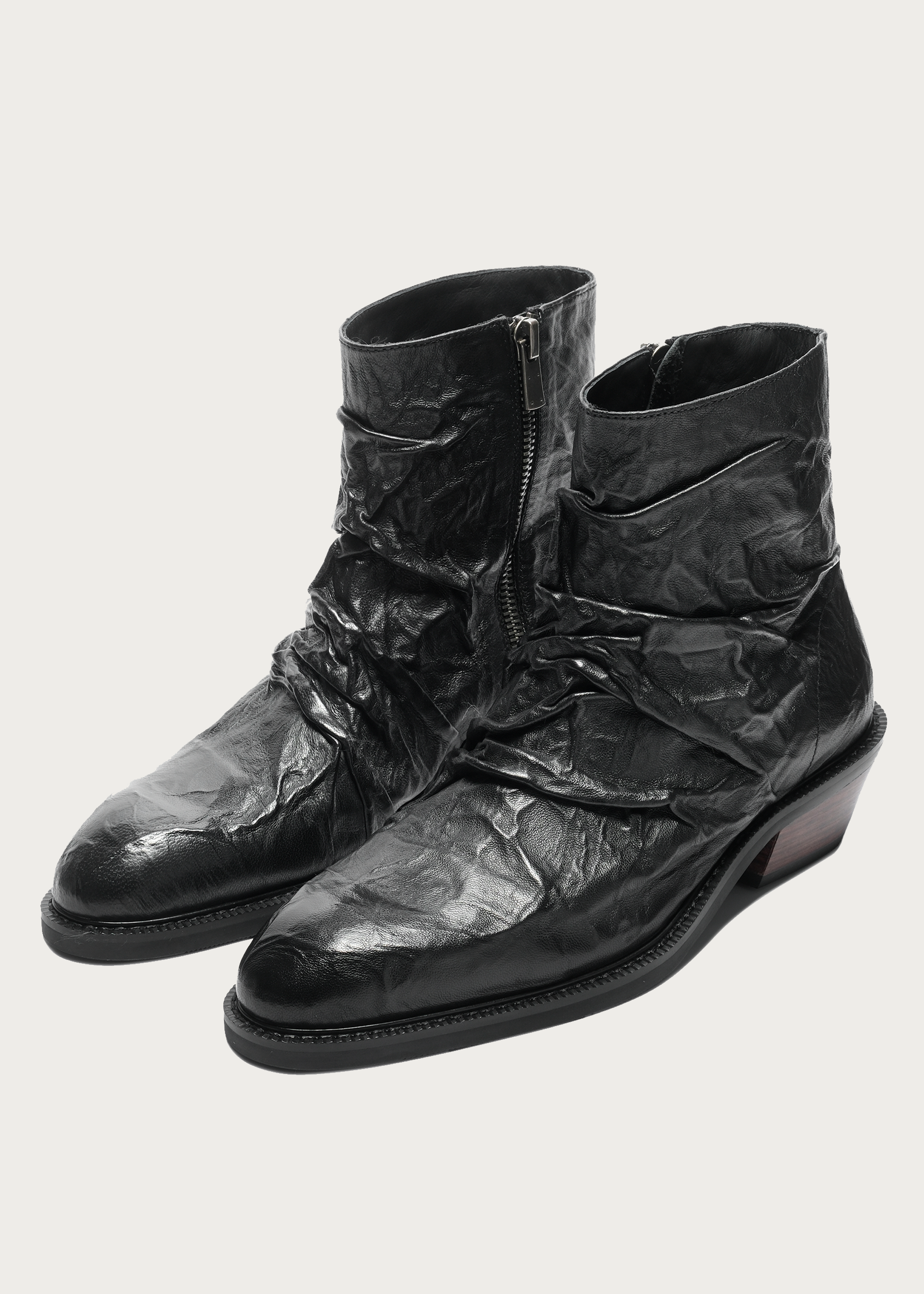 Chelsea boots Metallic-texture Pleated Sheepskin