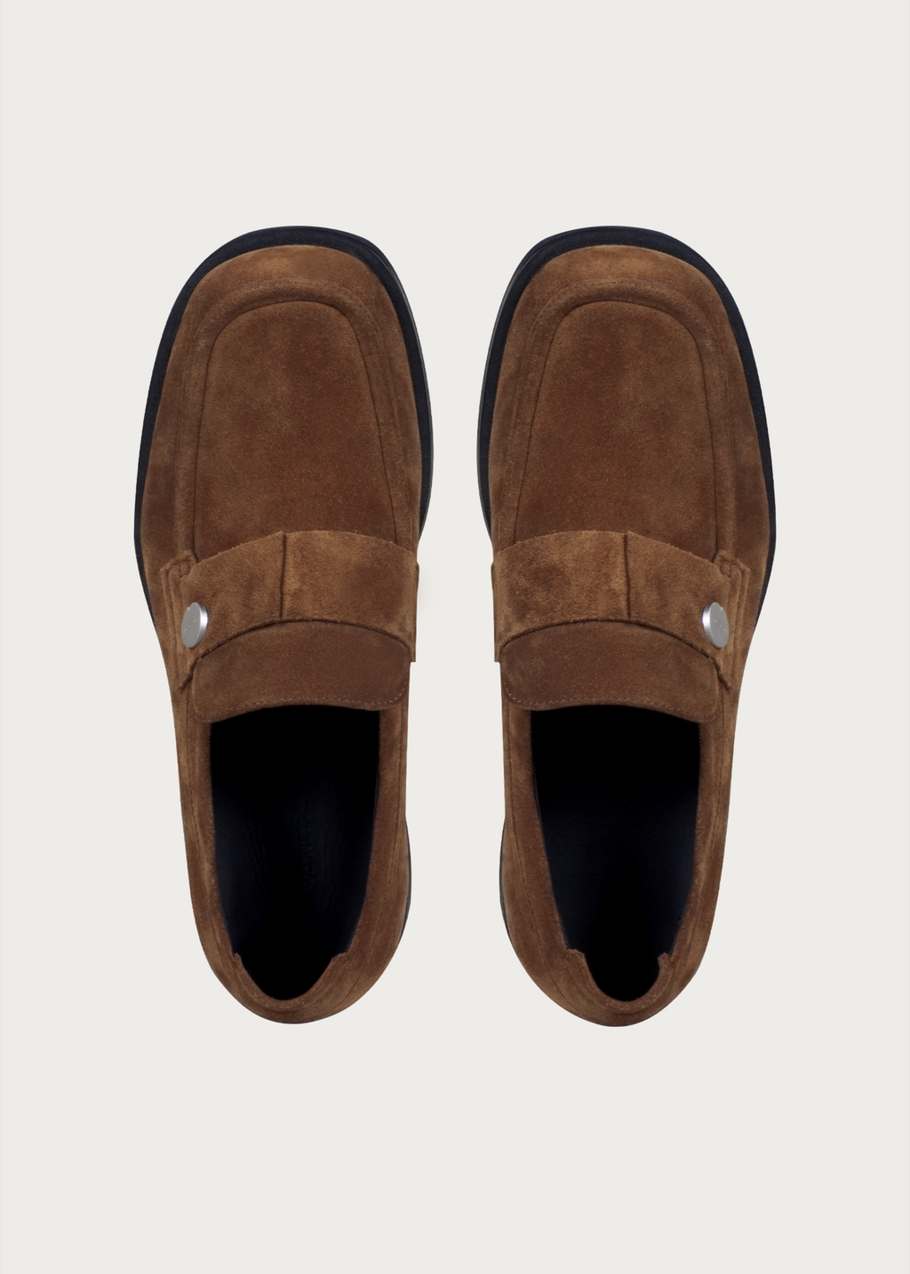 Cove Button Suede Loafers Brown