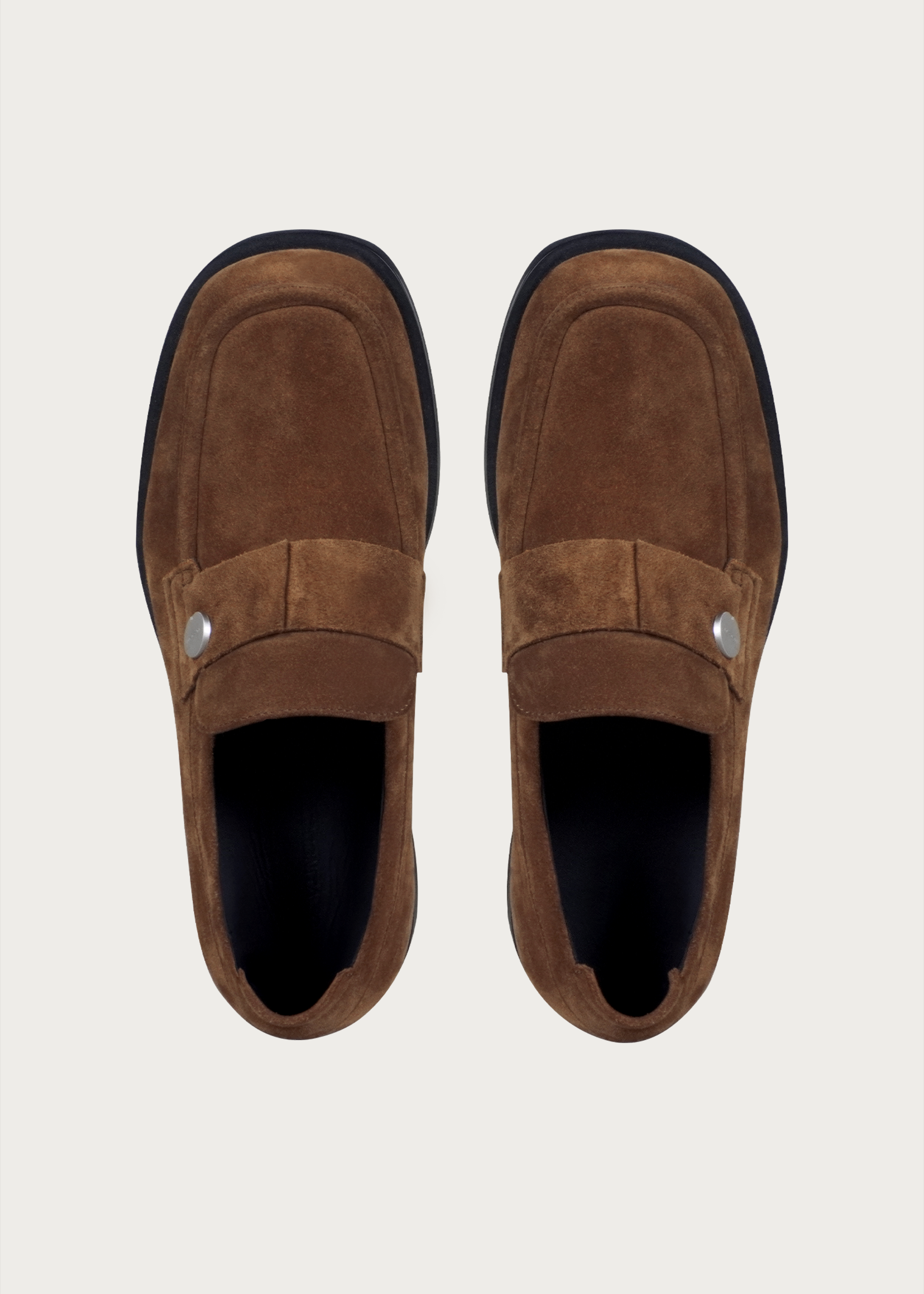 Cove Button Suede Loafers Brown