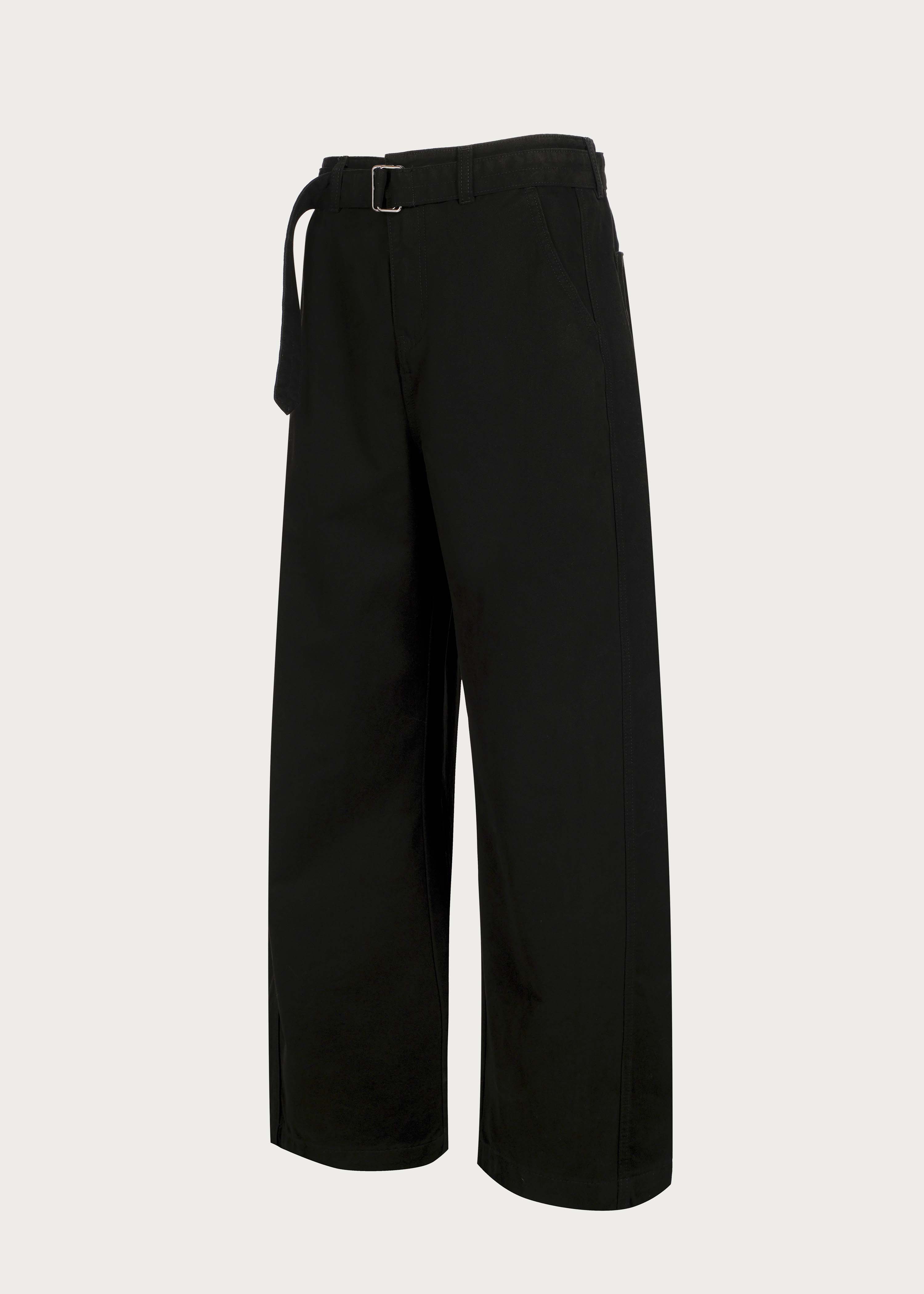 Washed Twill Denim Jeans with Belt Black