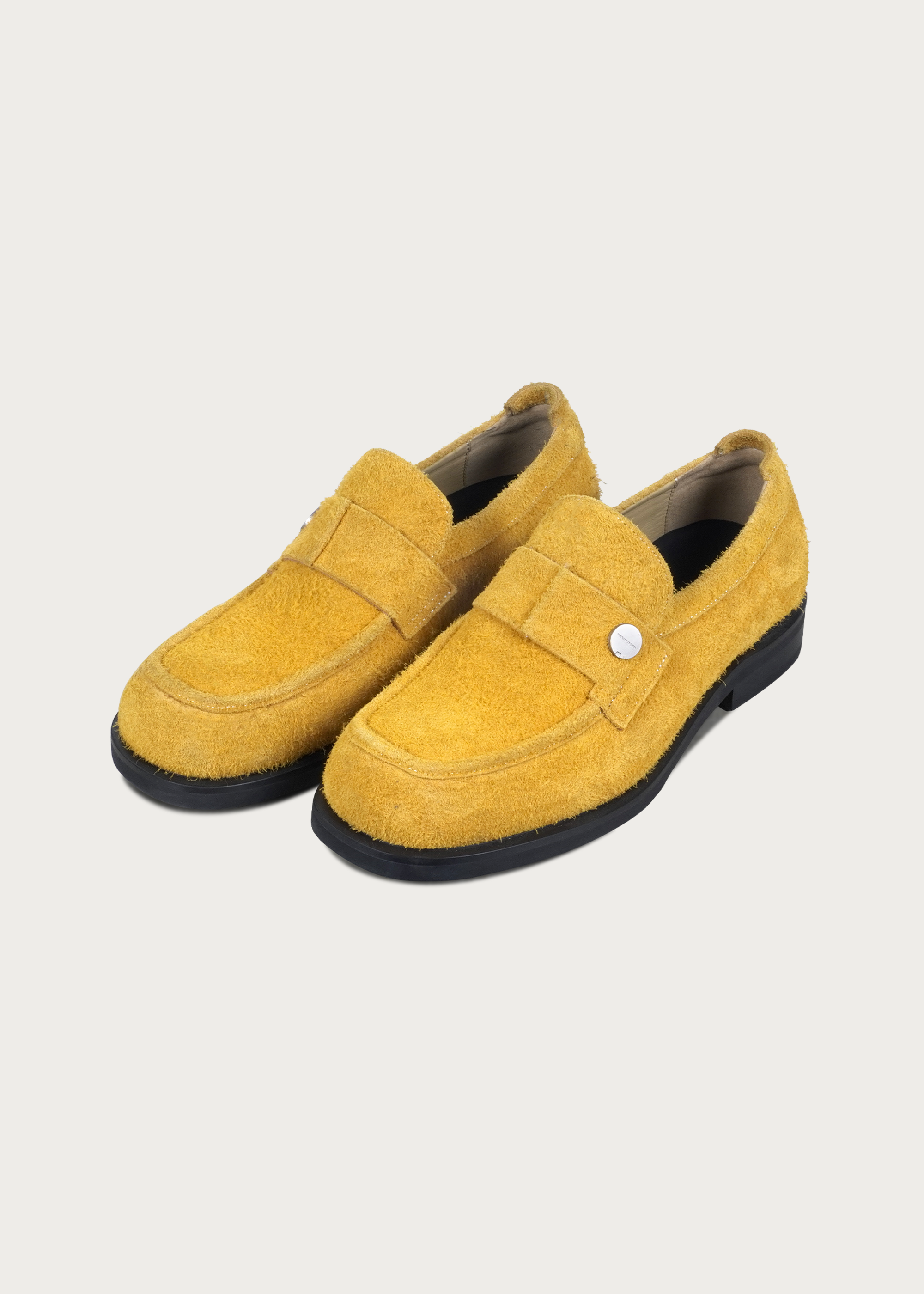 Button Suede Loafers Yellow
