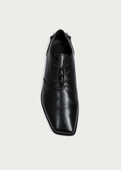 Vesper Metal-Buckle Derby Shoes Black
