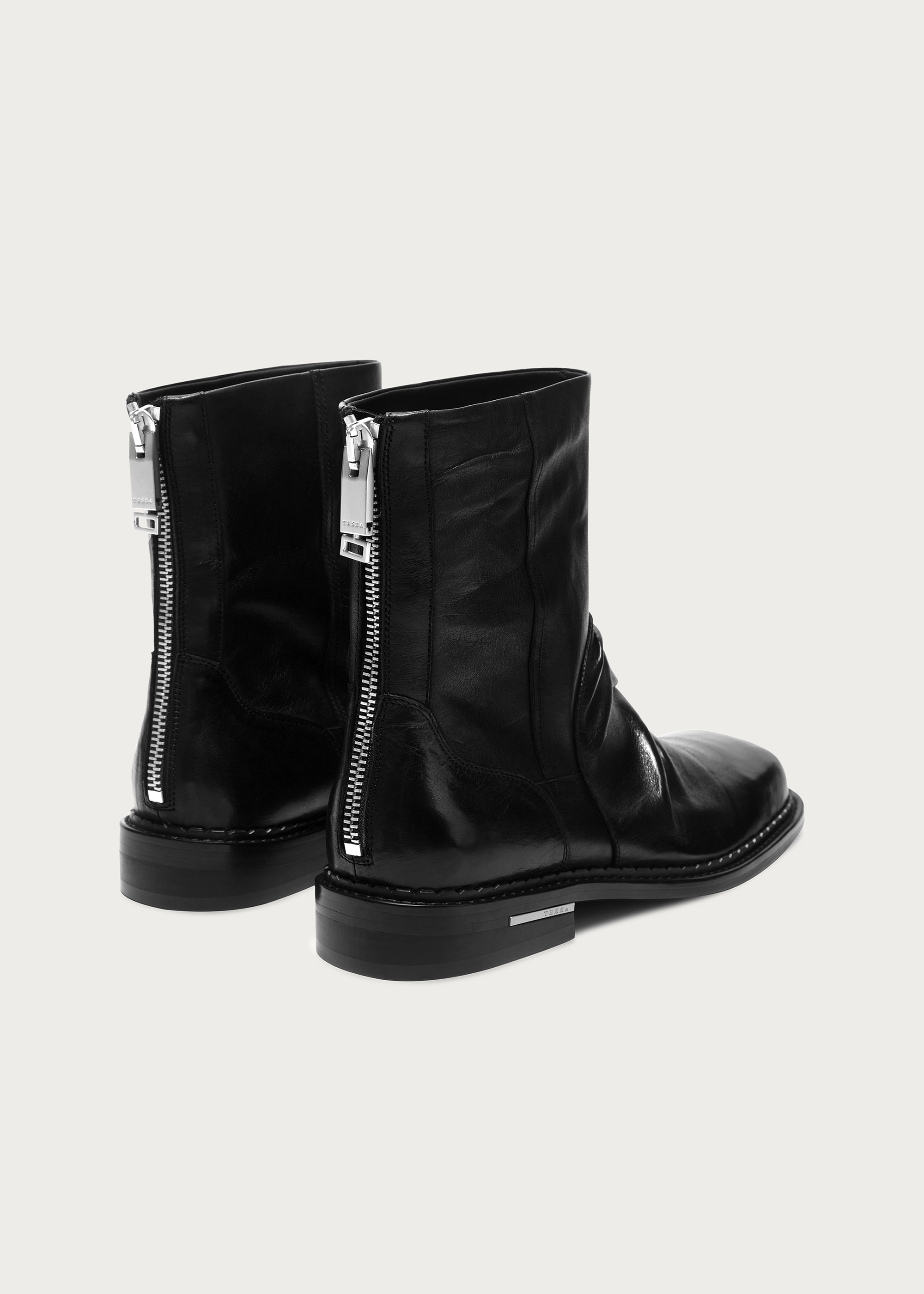 Washed horsehide ankle boot detail view