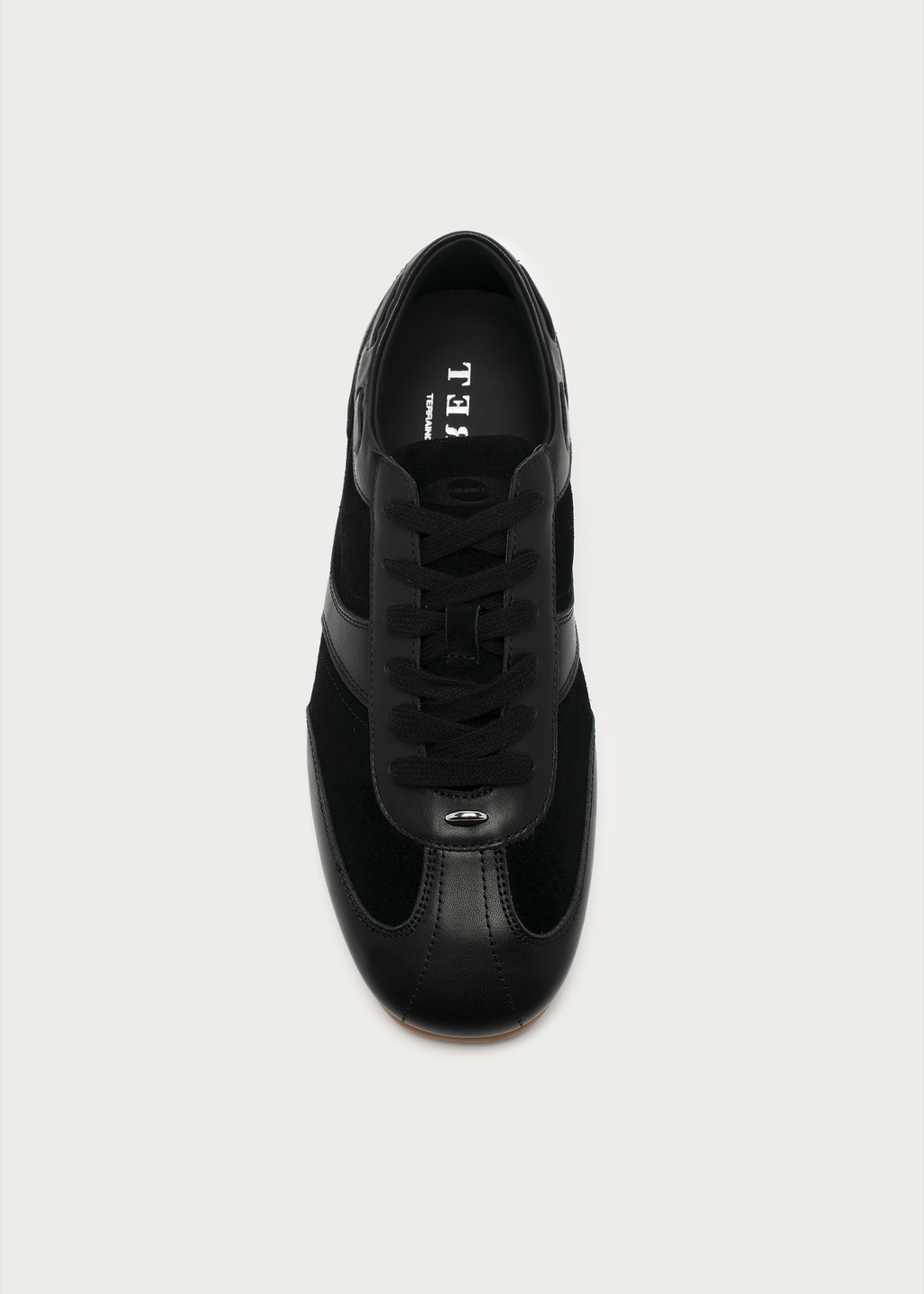Metal-embellished black sneakers outsole detail