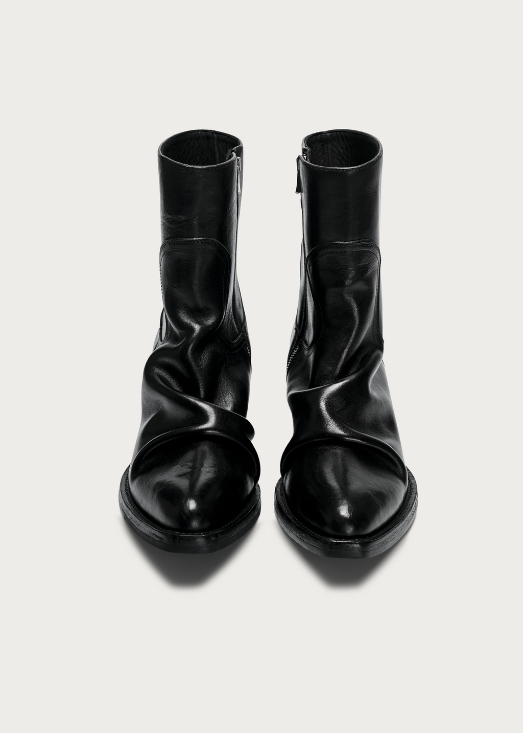 Roux Ruched Washed Horsehide Boots Black