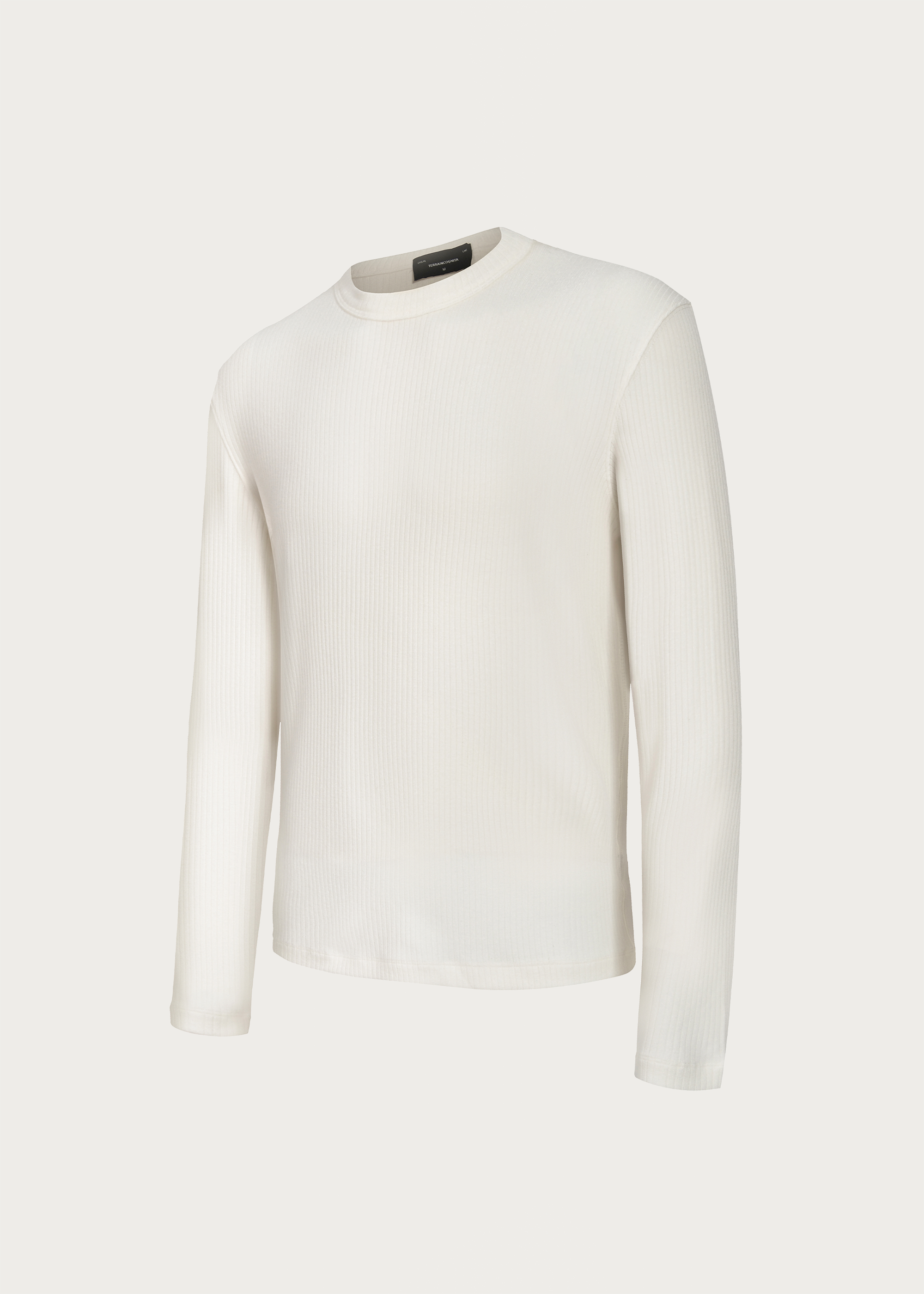 Stretchy Crew-Neck Long-Sleeve Base Layer T-Shirt White