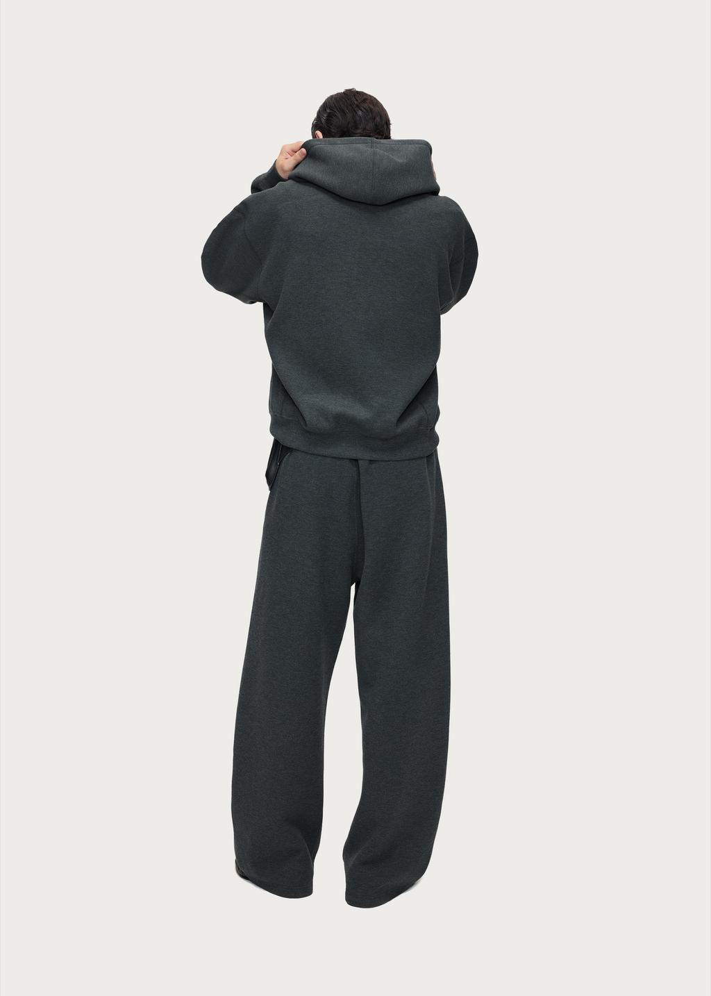 Wool-Blend Curved-Leg Sweatpants Gray