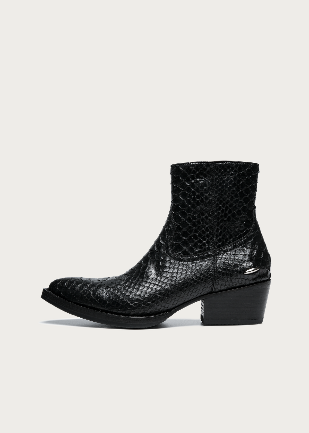 Ashen Python Leather Ankle Boots