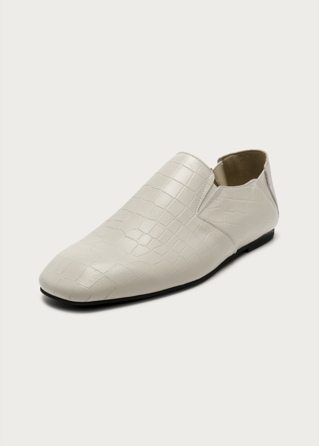 Rune Embossed Leather Loafers White