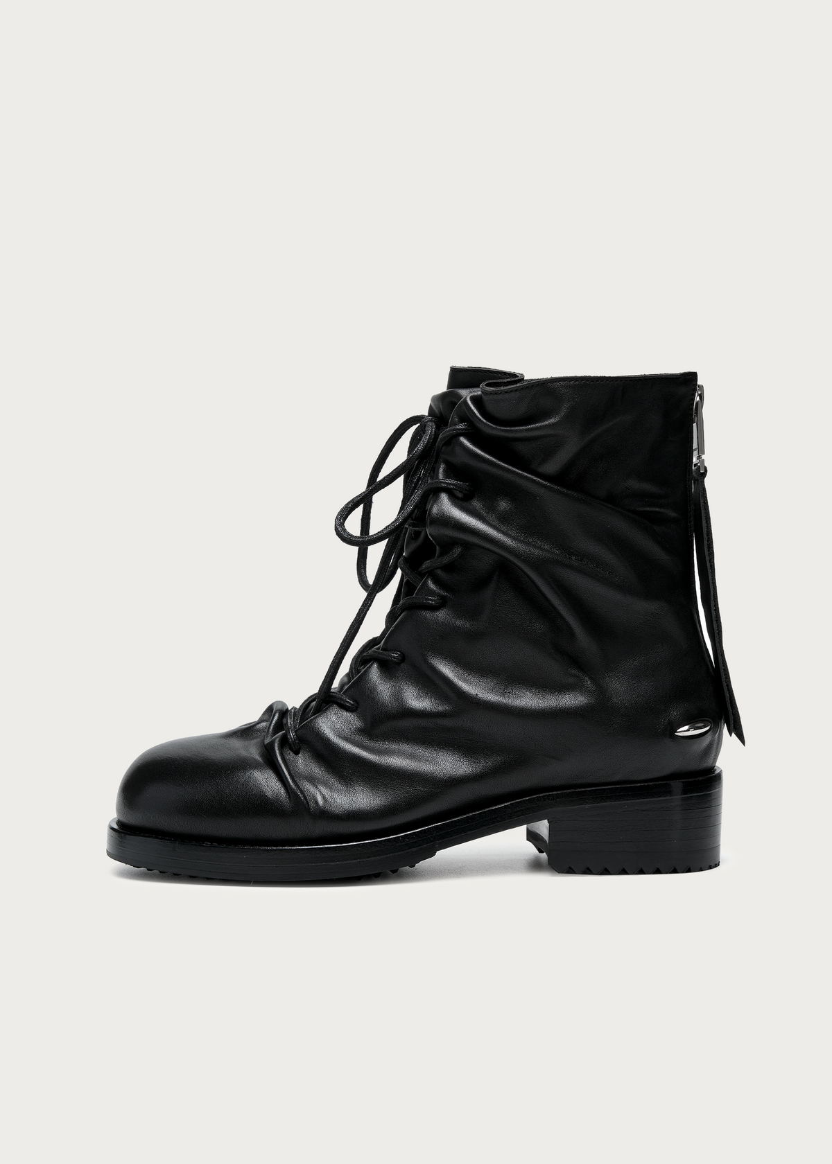 Ravel Ruched Washed-Horsehide Lace-Up Boots