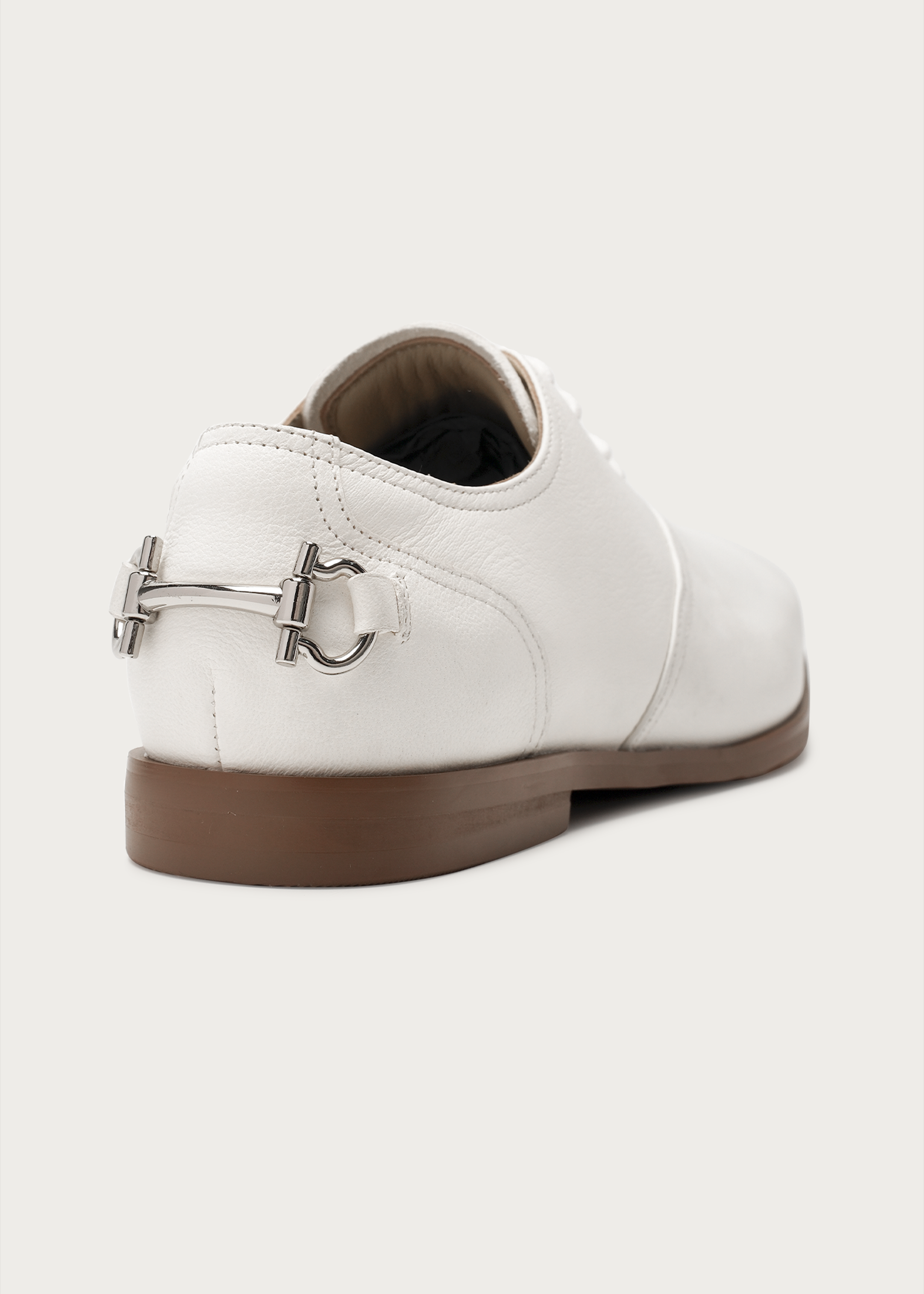 Vesper Metal-Buckle Derby Shoes White