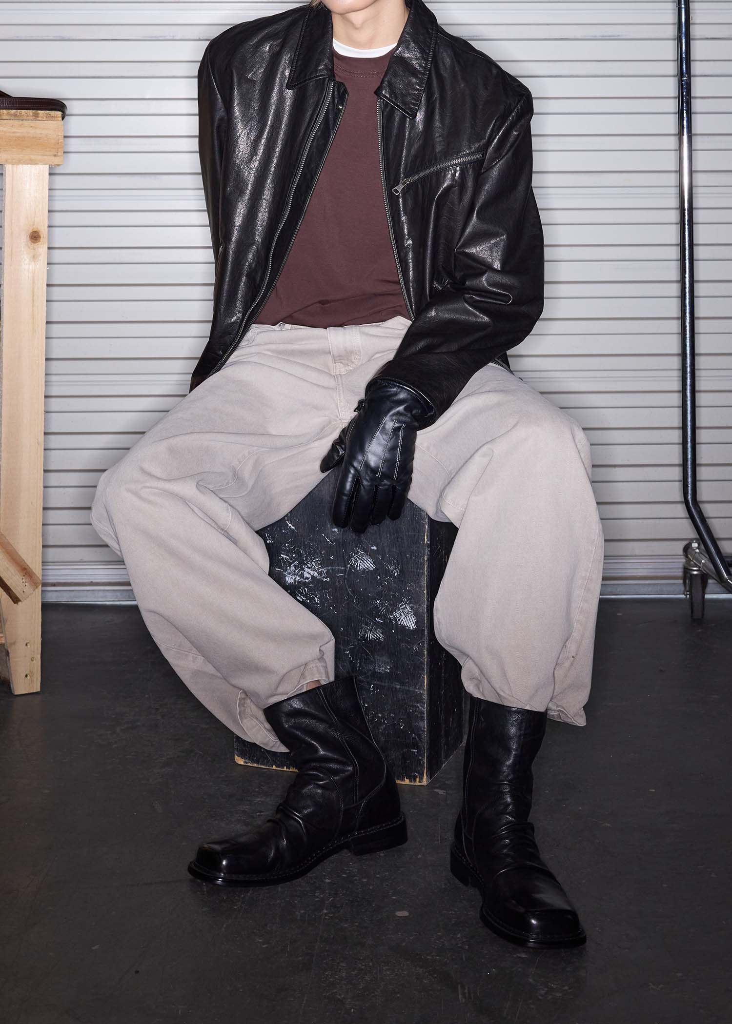 Ankle boots Square-toe Ruched Washed-horsehide