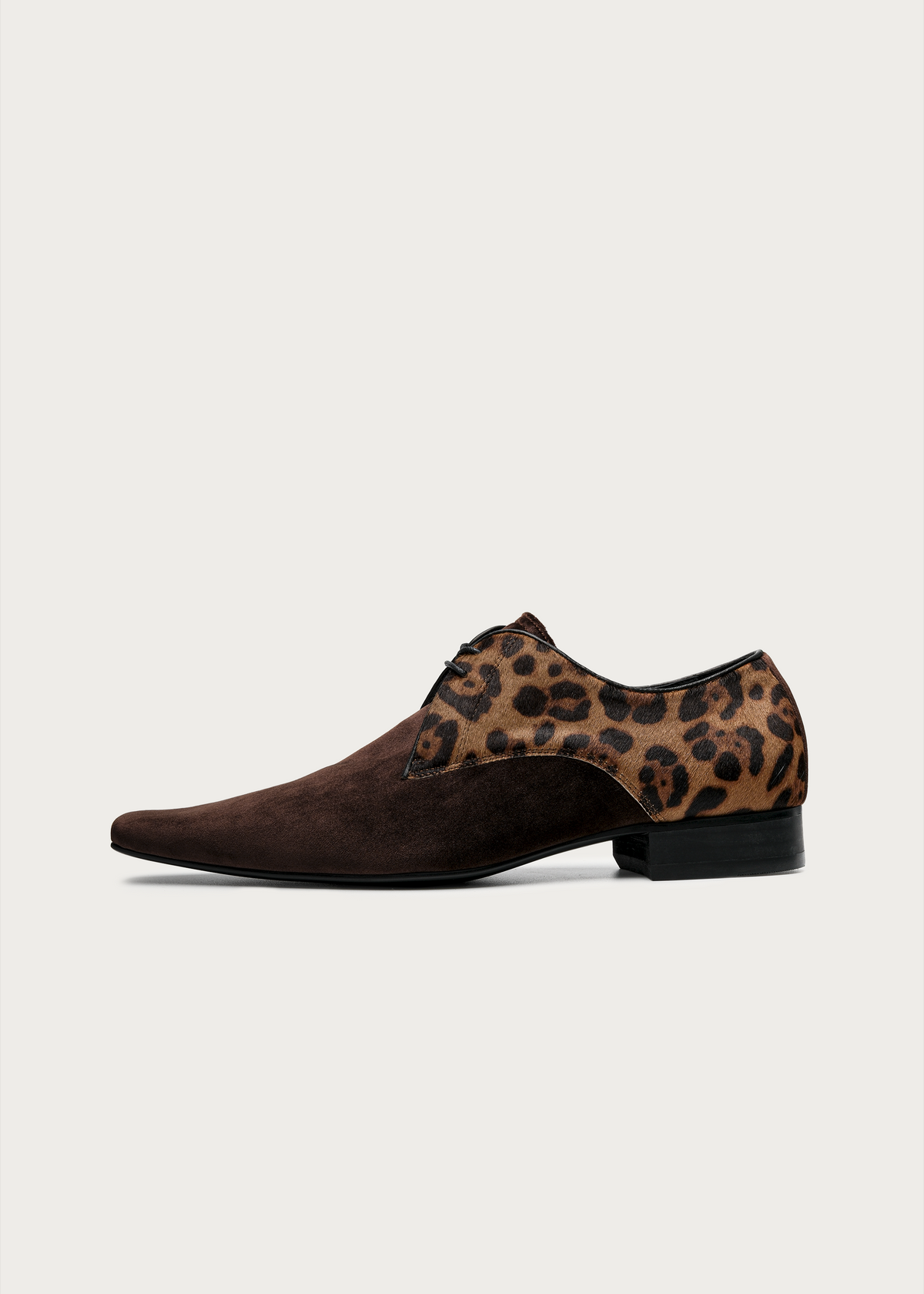 Veyl Chisel-Toe Leopard-Print Calf Hair Derby Shoes