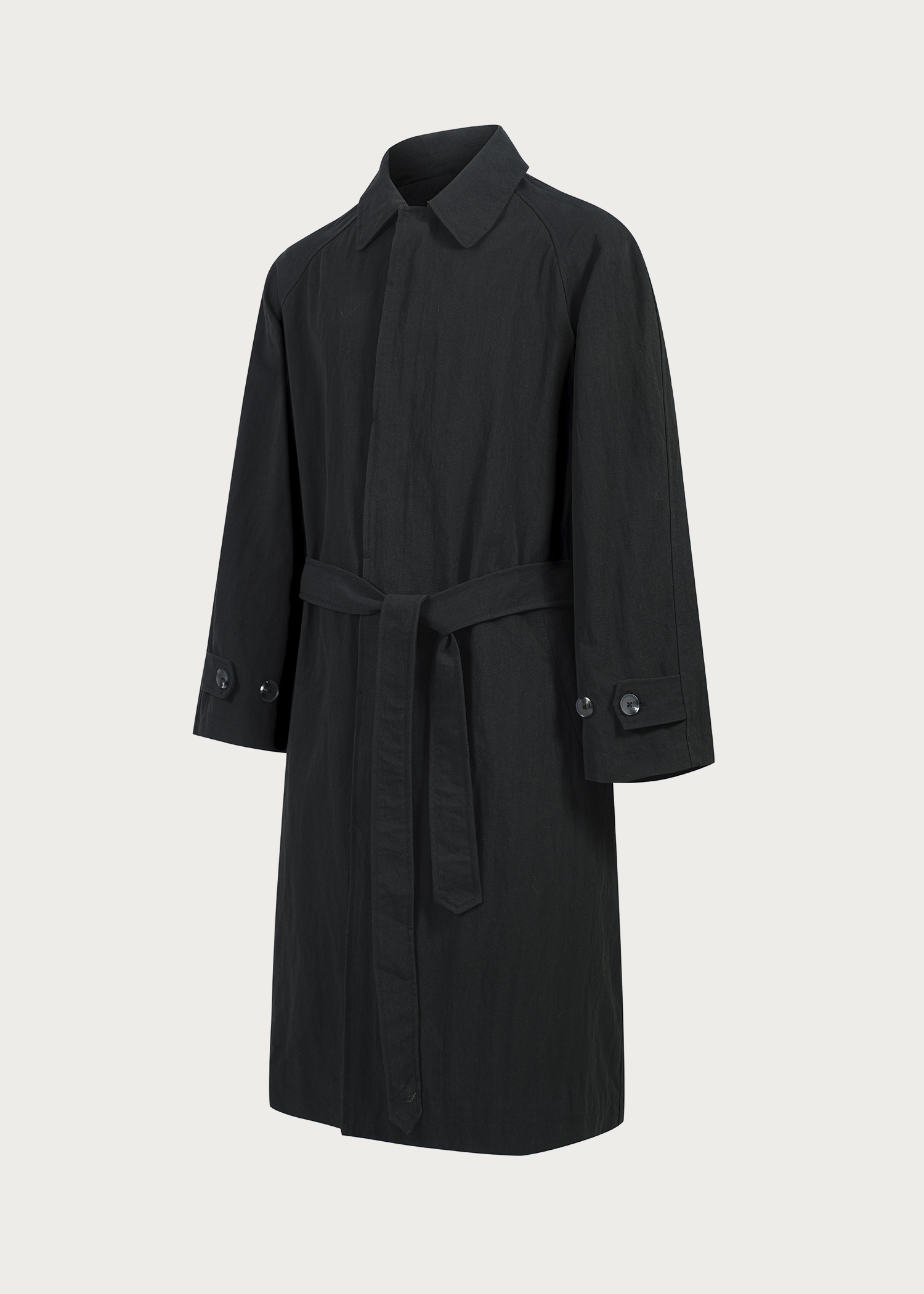 Long Lapel Trench Coat Black