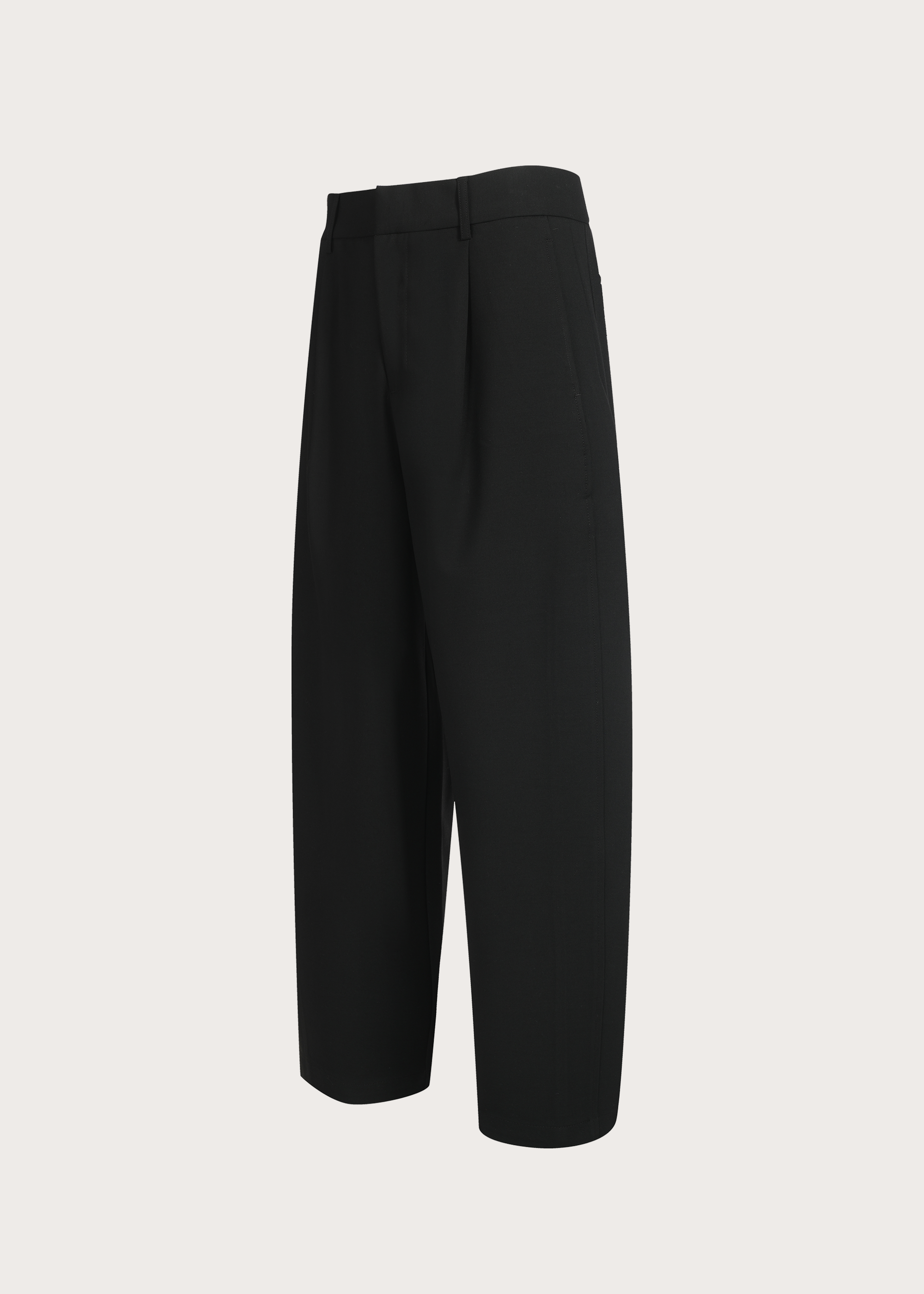 Drapey Wool-Blend Pleated Trousers Black