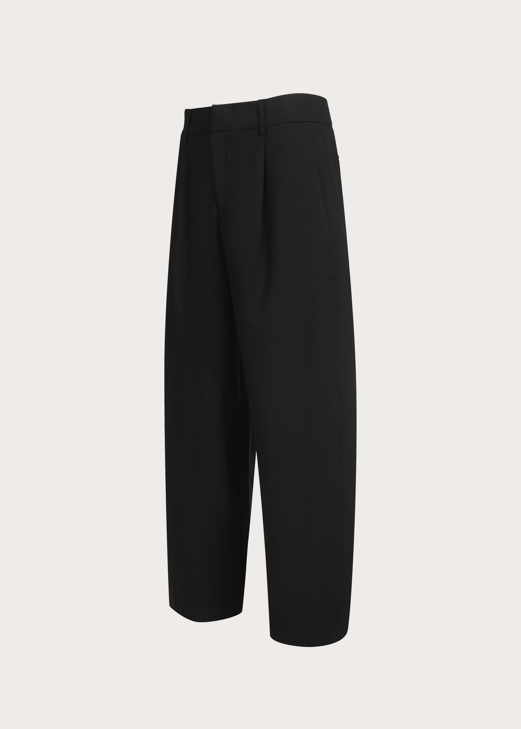 Drapey Wool-Blend Pleated Trousers Black