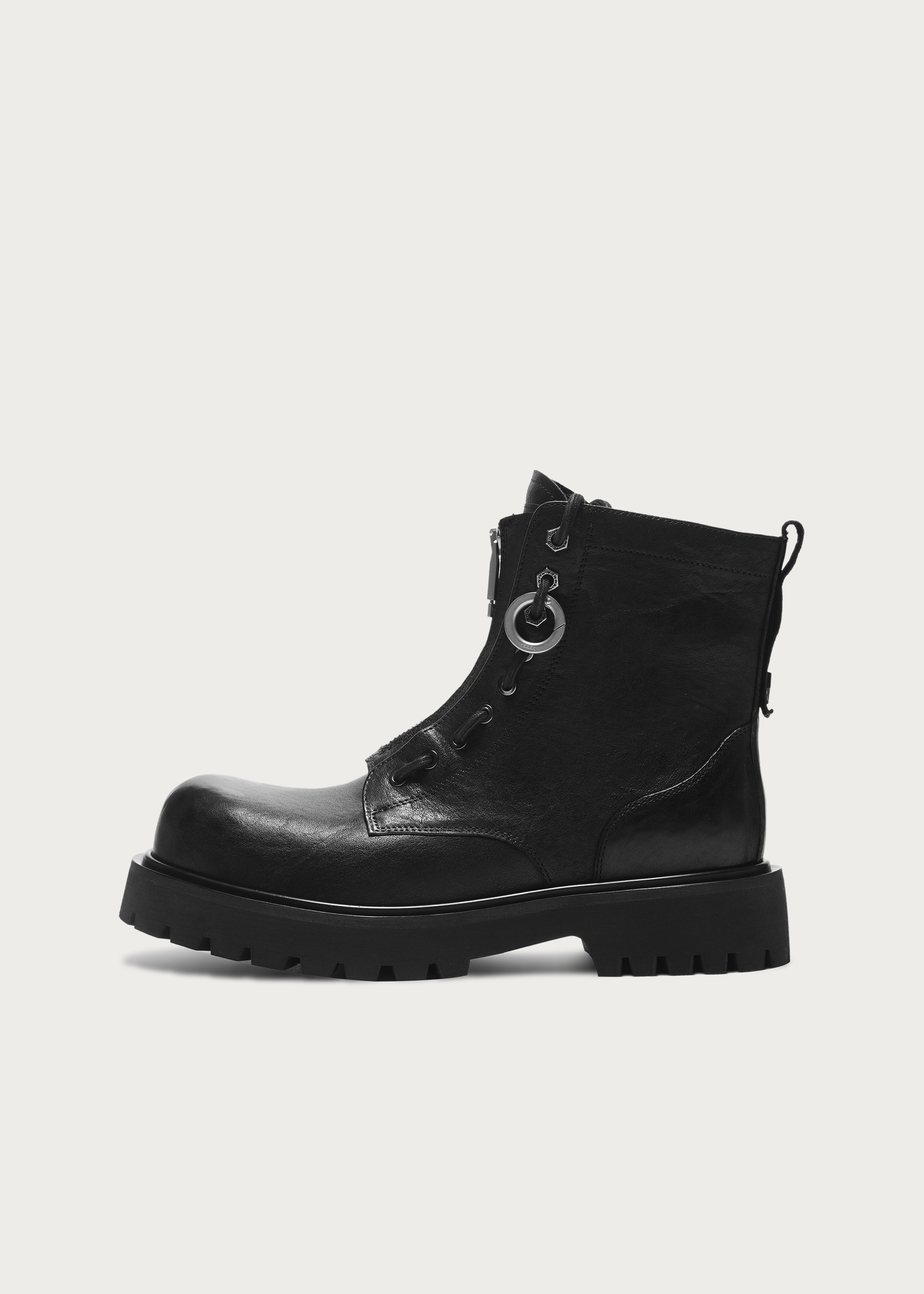 Workwear horsehide Zipper boots Black