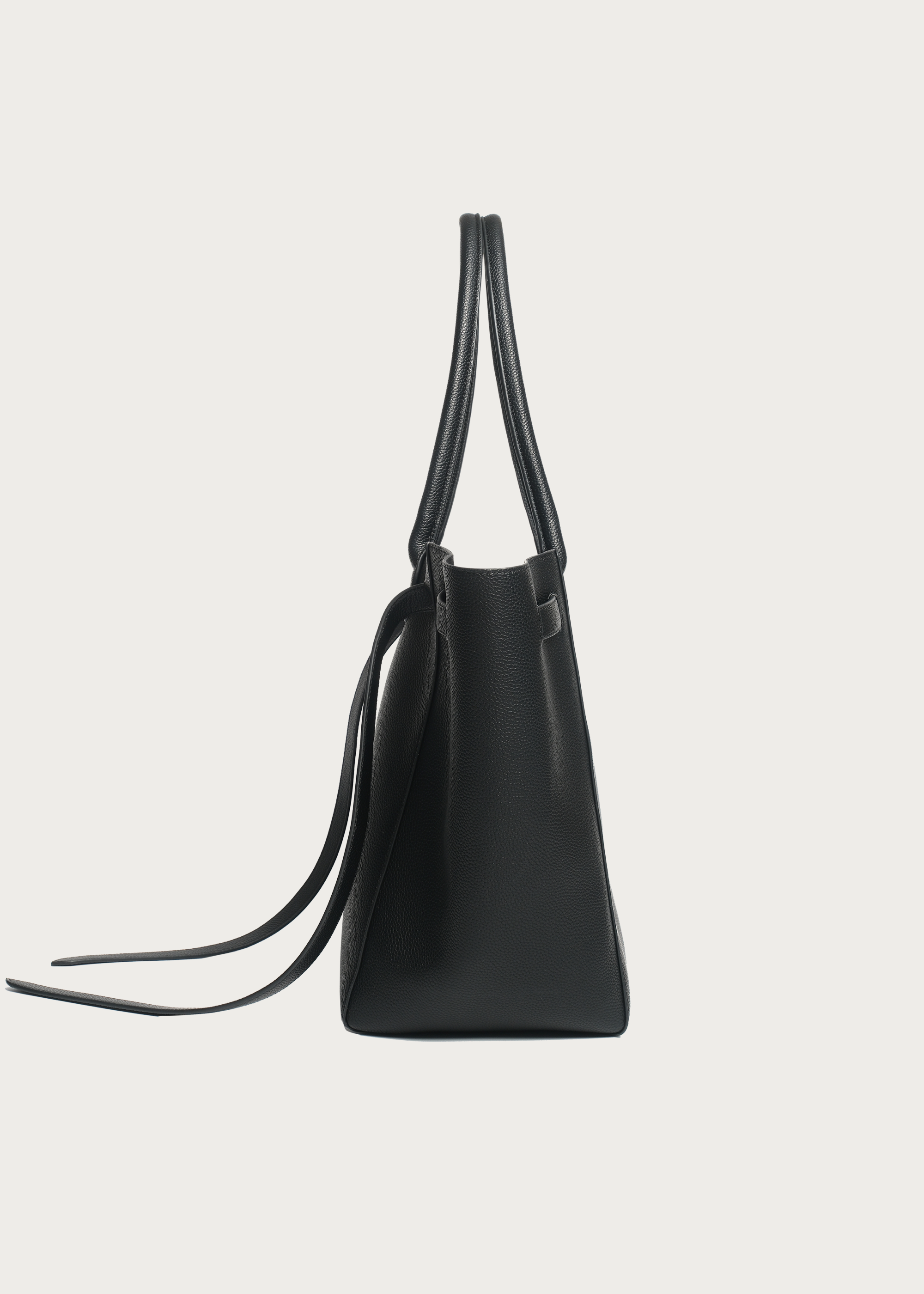 Lychee-Grain Microfiber Leather Large-Capacity Tote Bag Black