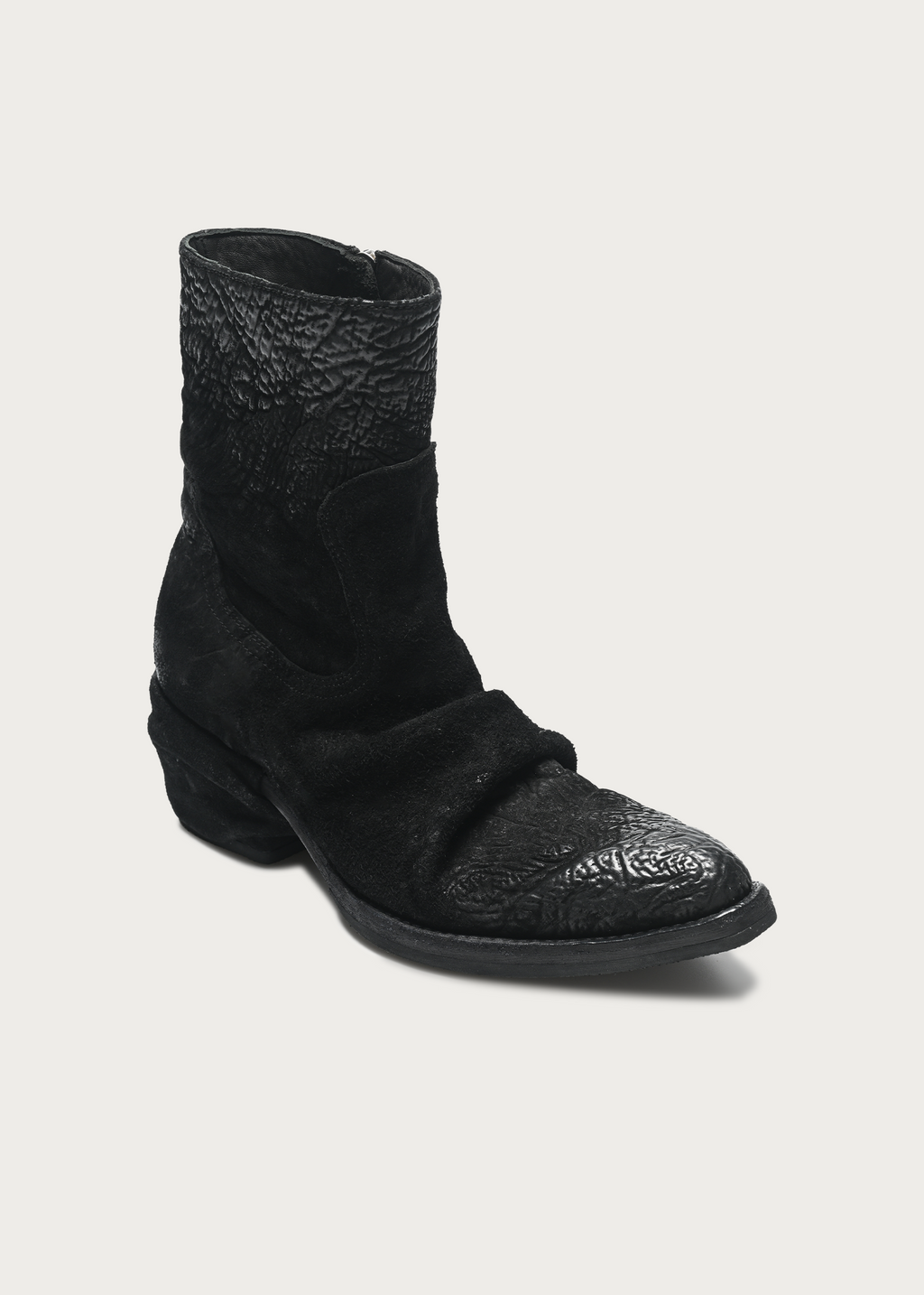 Roux Ruched Shrunken-Grain Horsebutt Leather Ankle Boots