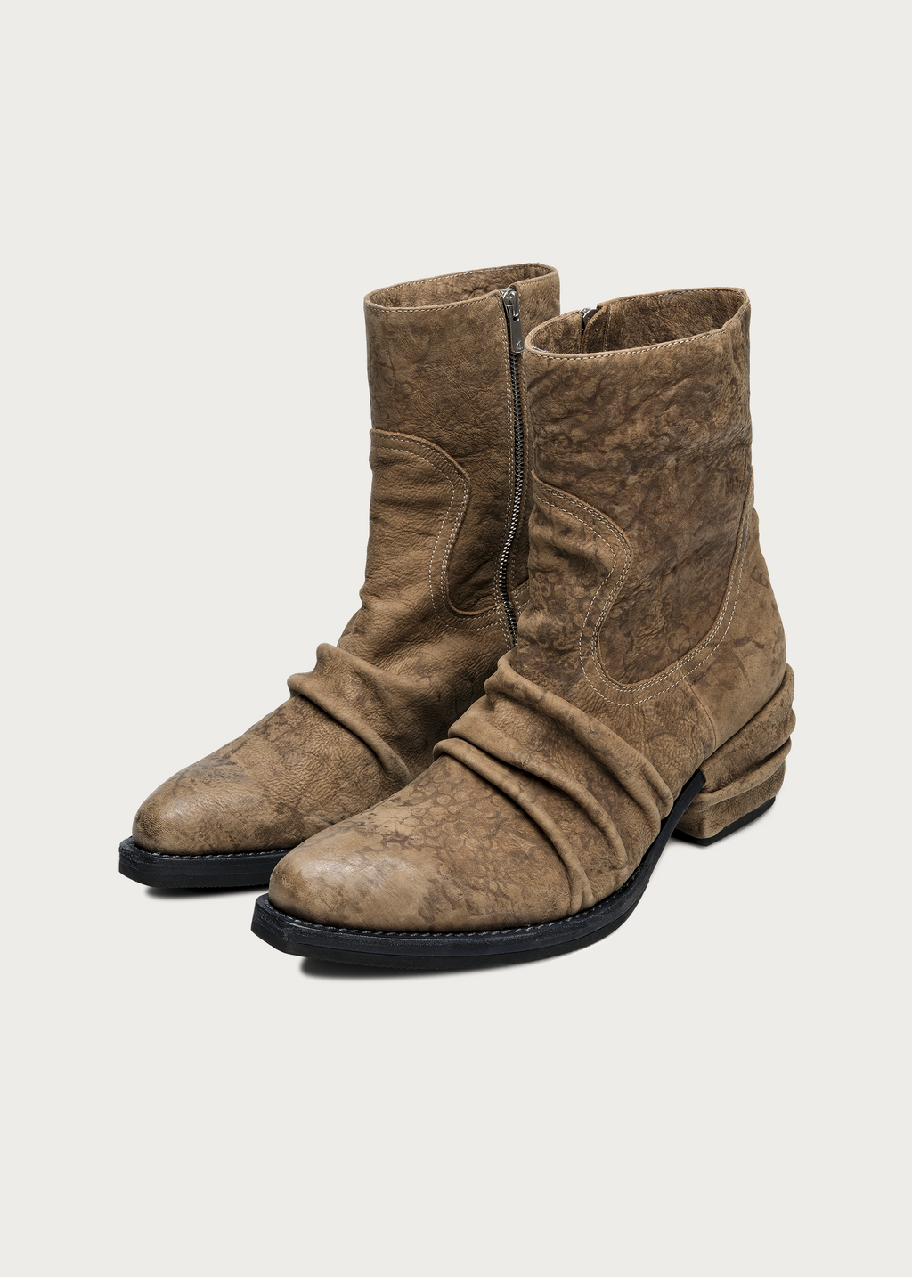Roux Ruched Washed Horsehide Boots