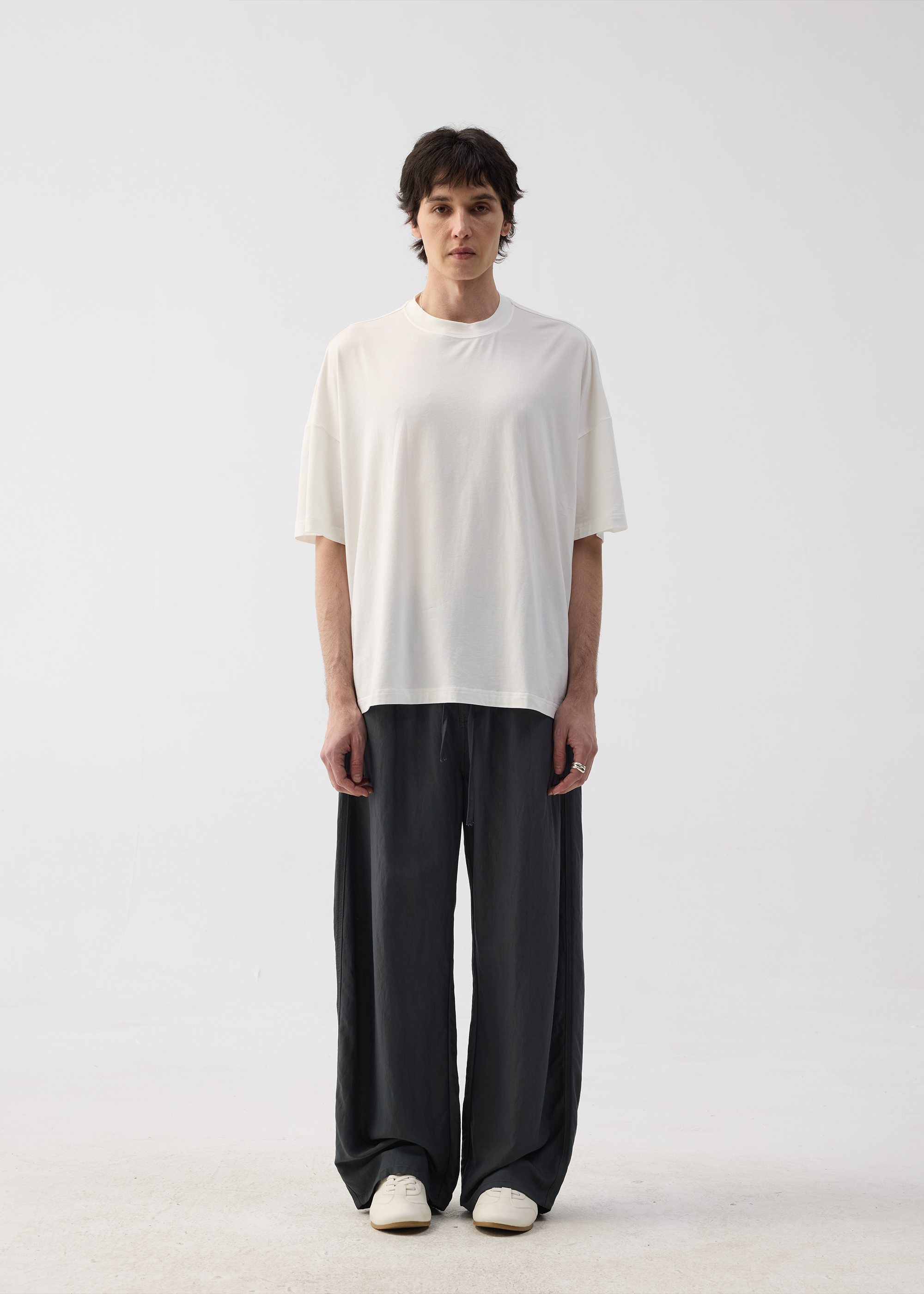Drapey Casual Trousers with Elastic Waist and Drawstring