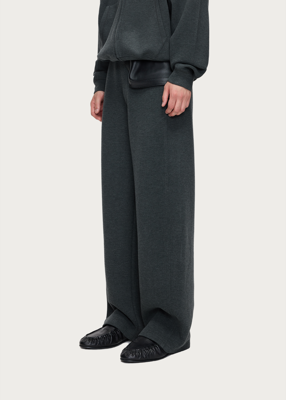 Wool-Blend Curved-Leg Sweatpants Gray