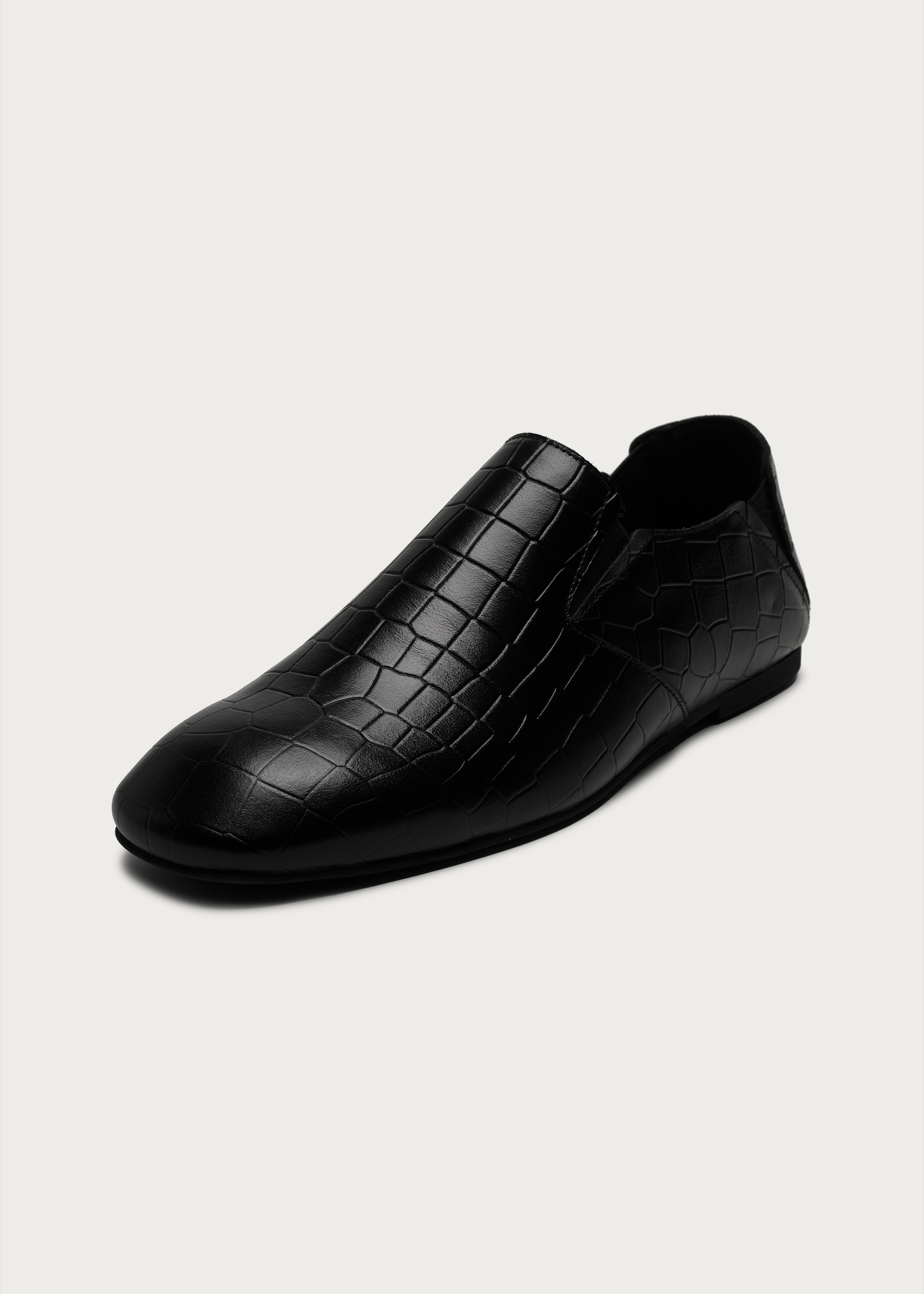 Rune Embossed Leather Loafers Black