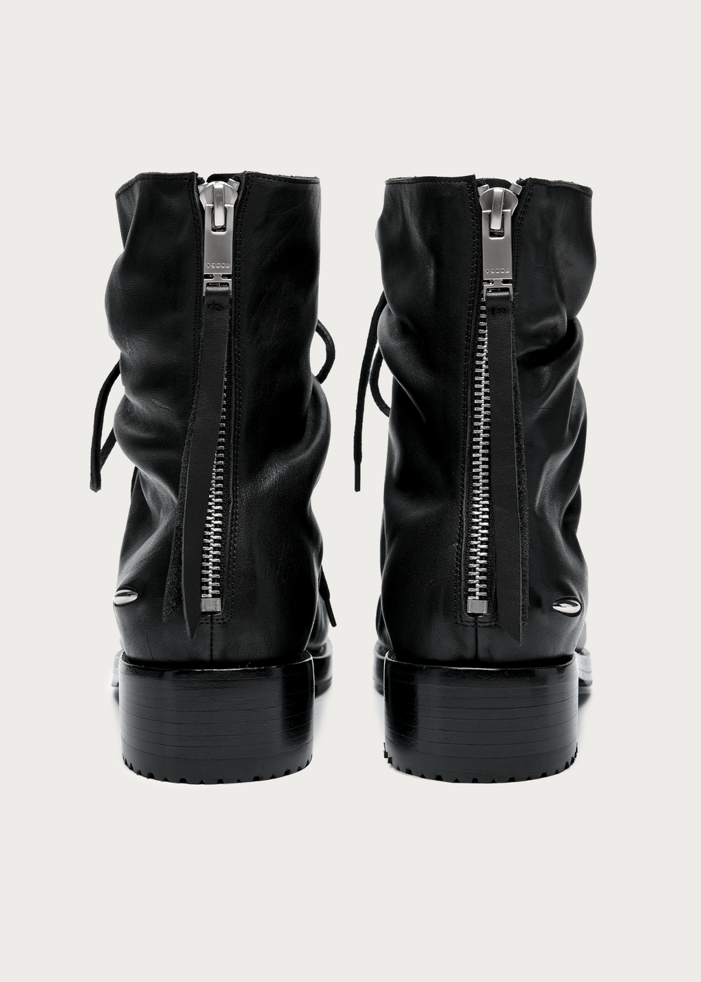 Ravel Ruched Washed-Horsehide Lace-Up Boots