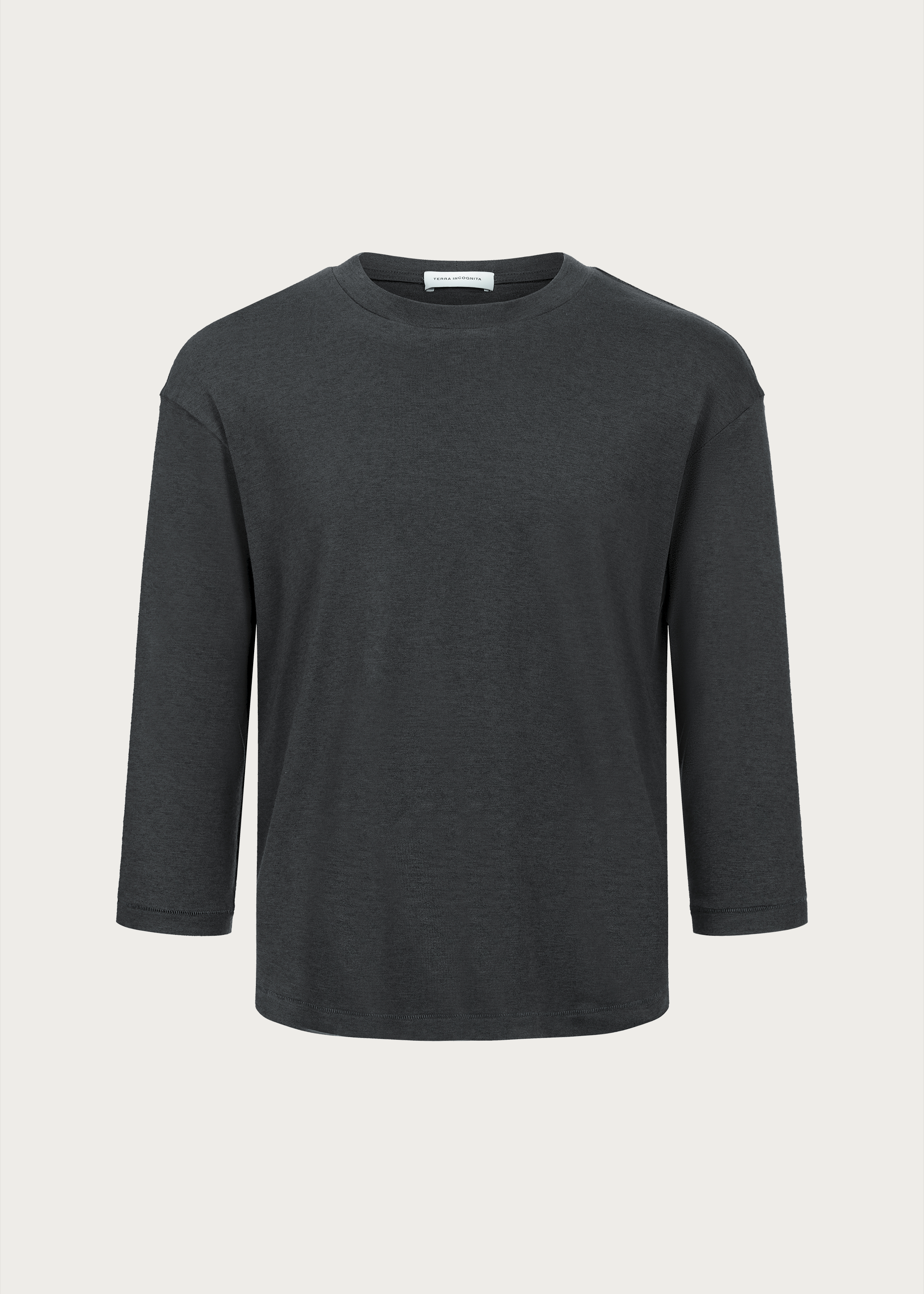 Three-quarter sleeve crew-neck T-shirt Grey