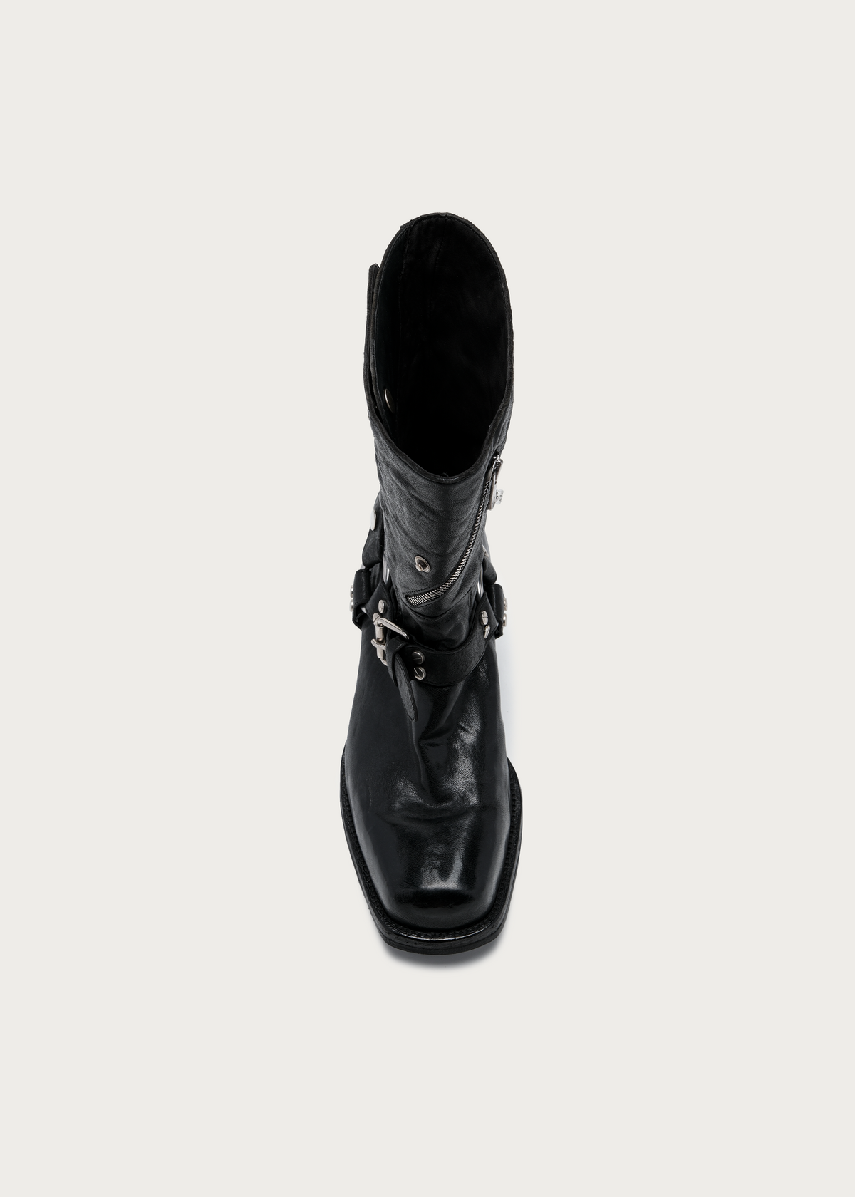 Vexen Buckled Diagonal-Zip Horsehide Boots