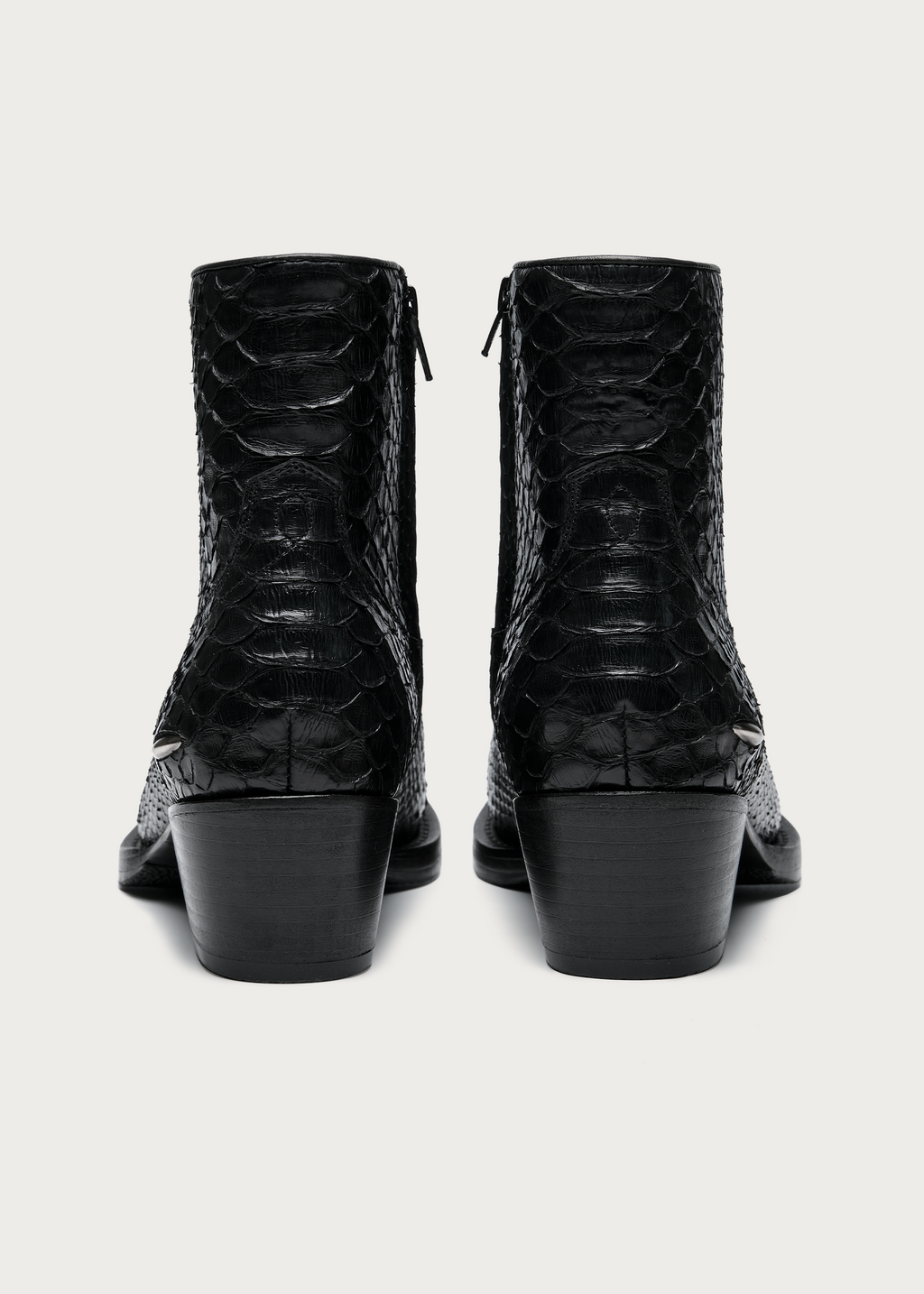 Ashen Python Leather Ankle Boots