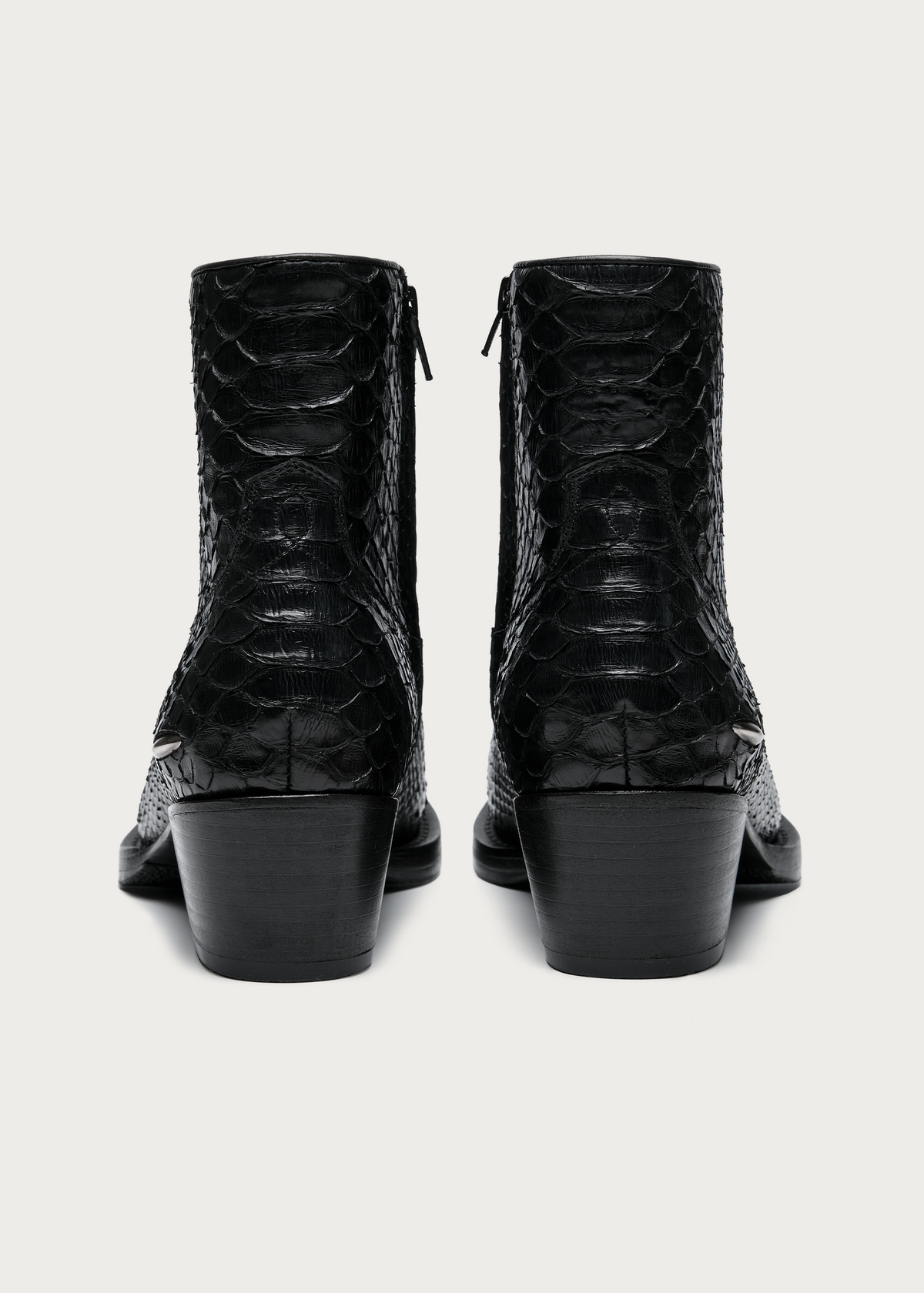 Ashen Python Leather Ankle Boots