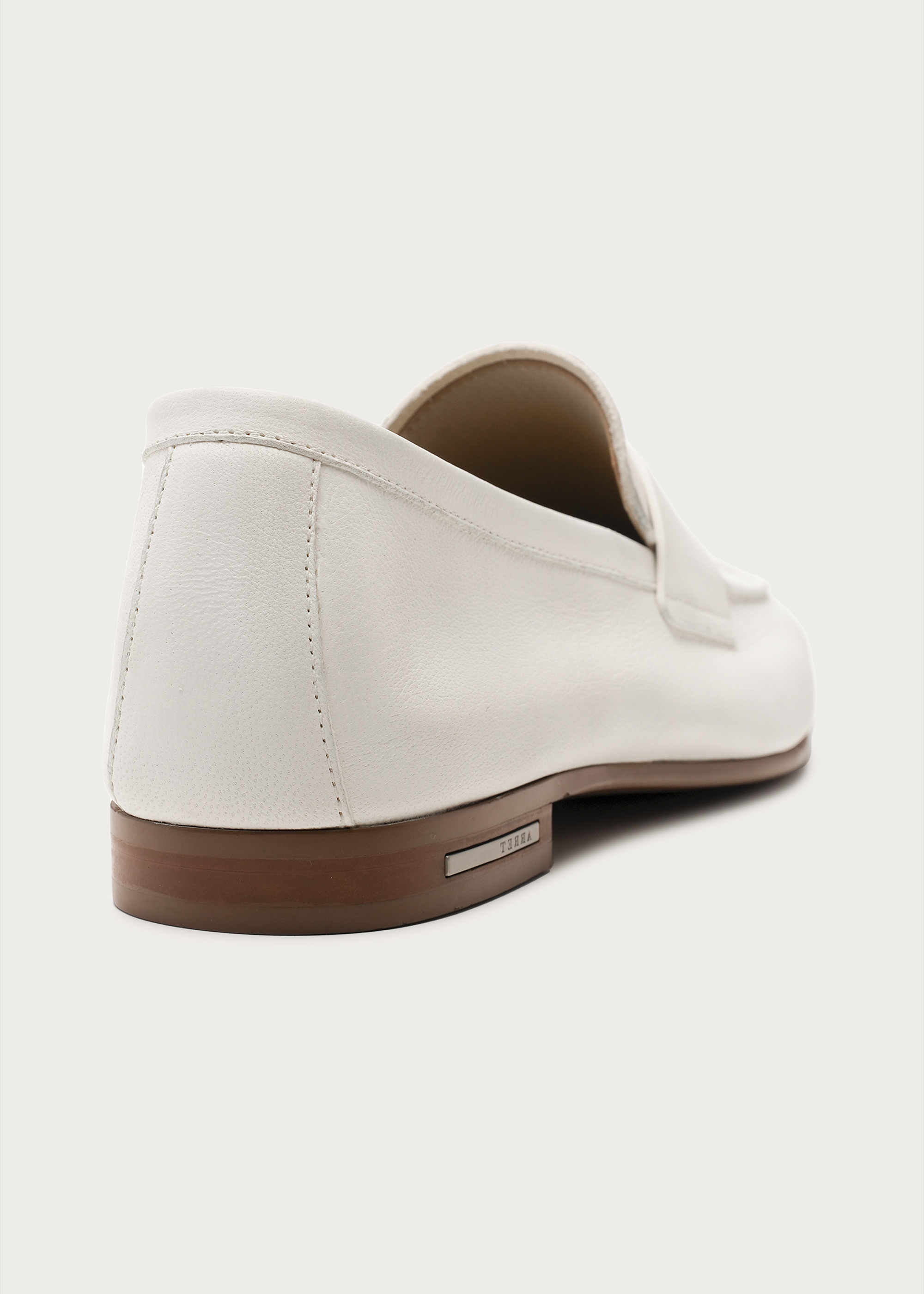 Camel leather loafers White