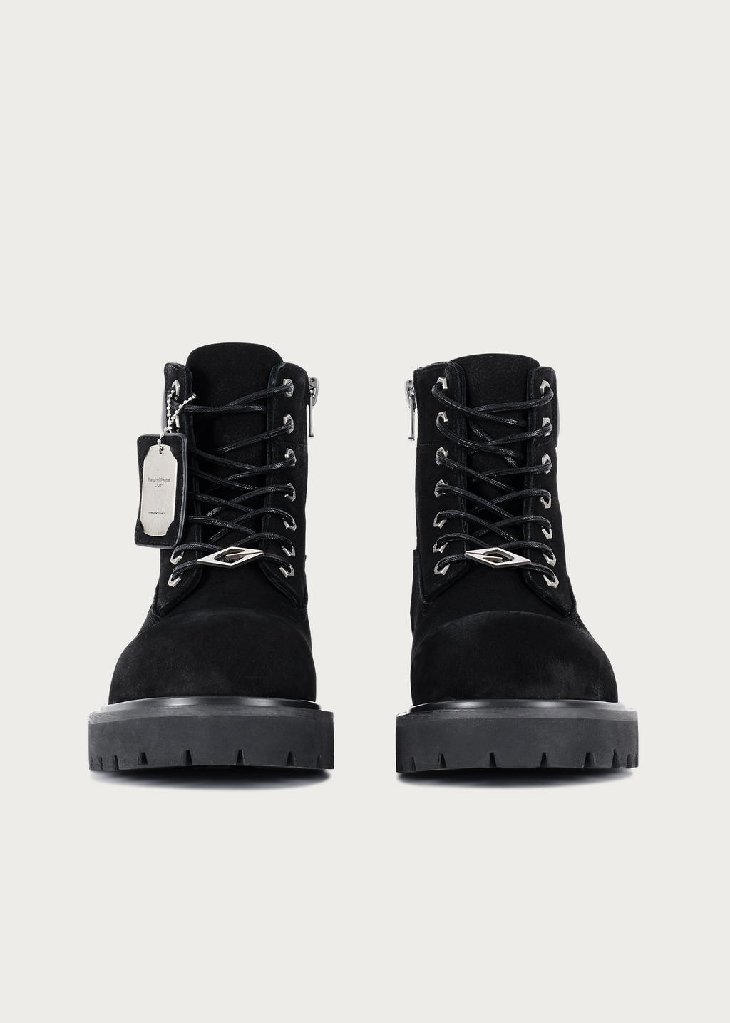Cowhide workwear boots black back view