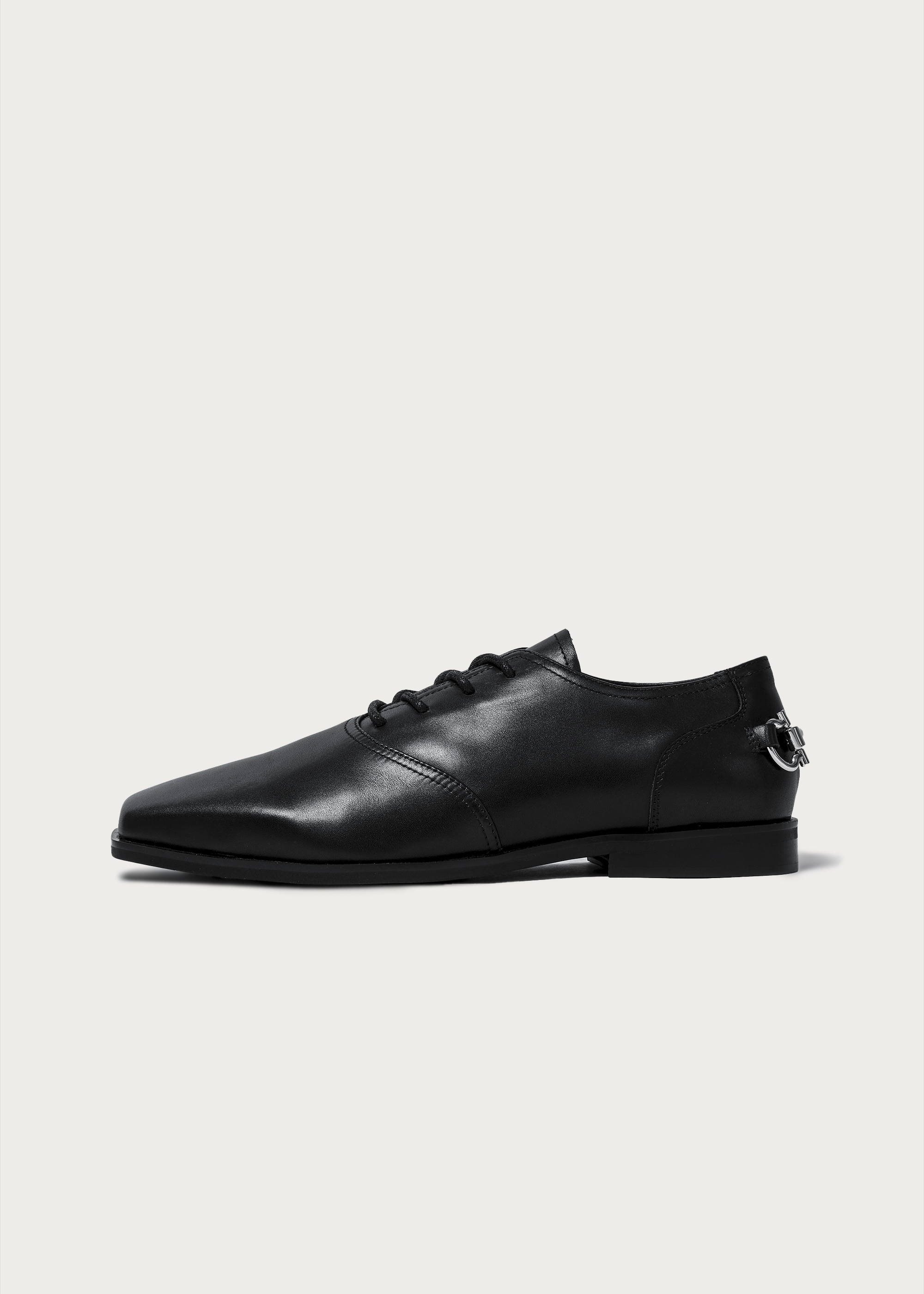 Vesper Metal-Buckle Derby Shoes Black