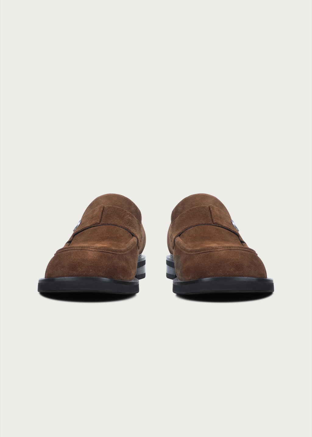 Cove Button Suede Loafers Brown