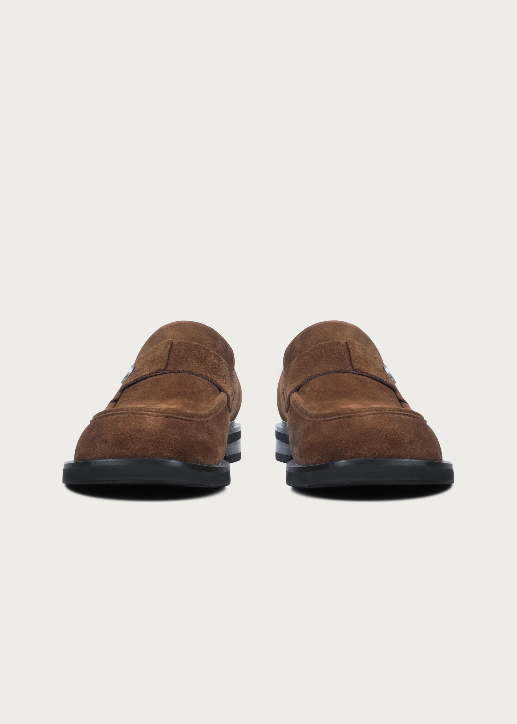 Cove Button Suede Loafers Brown