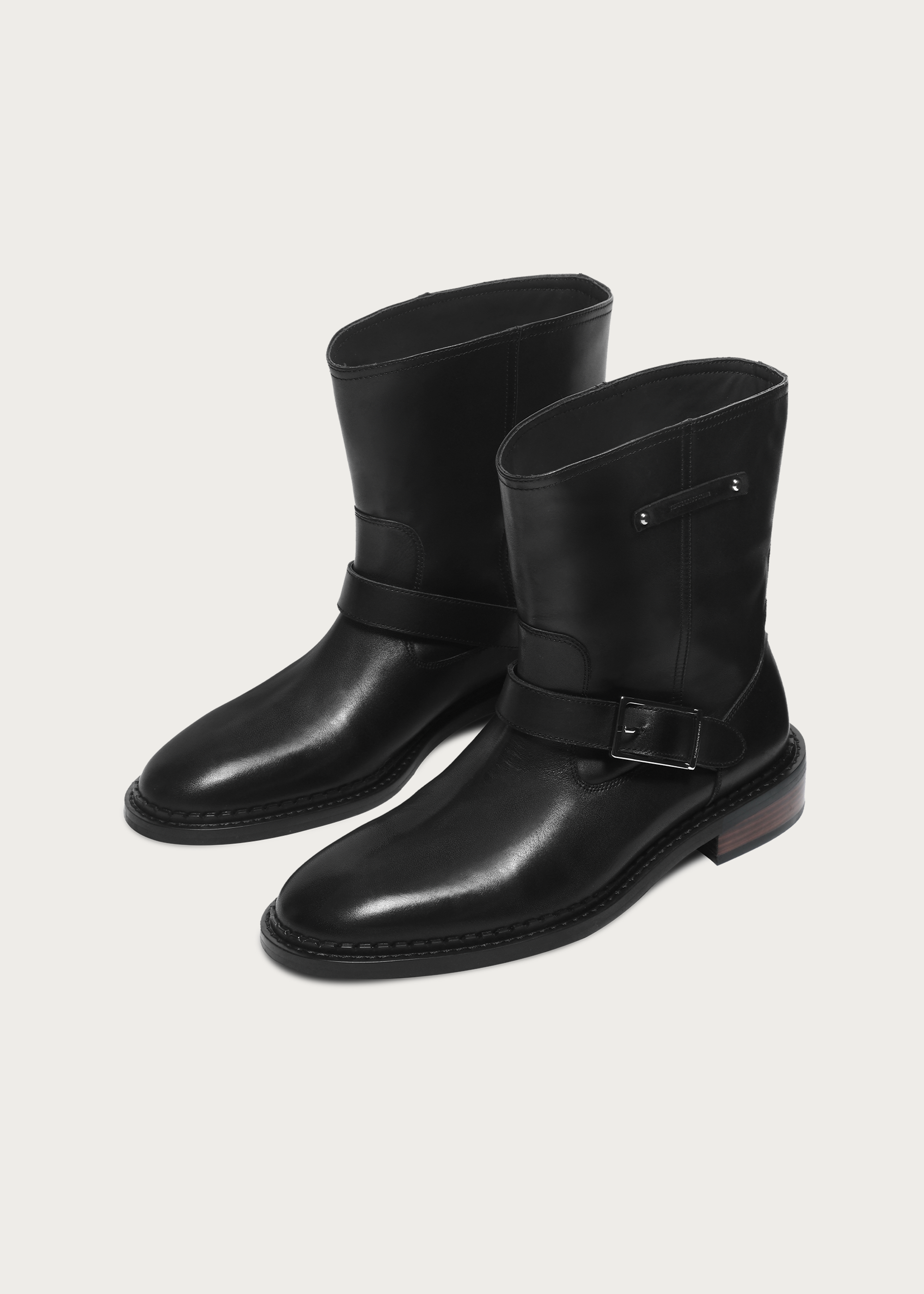Ankle boots Wood-grain heel Black