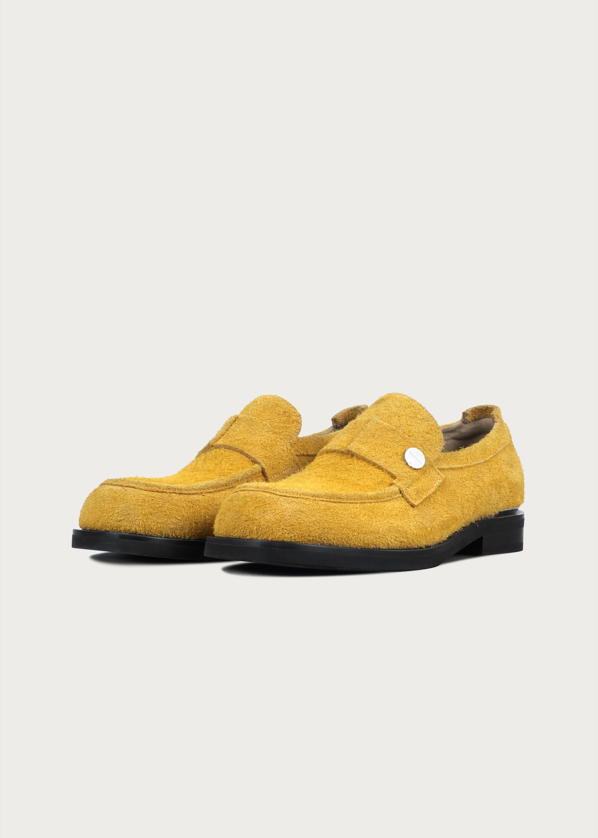 Button Suede Loafers Yellow