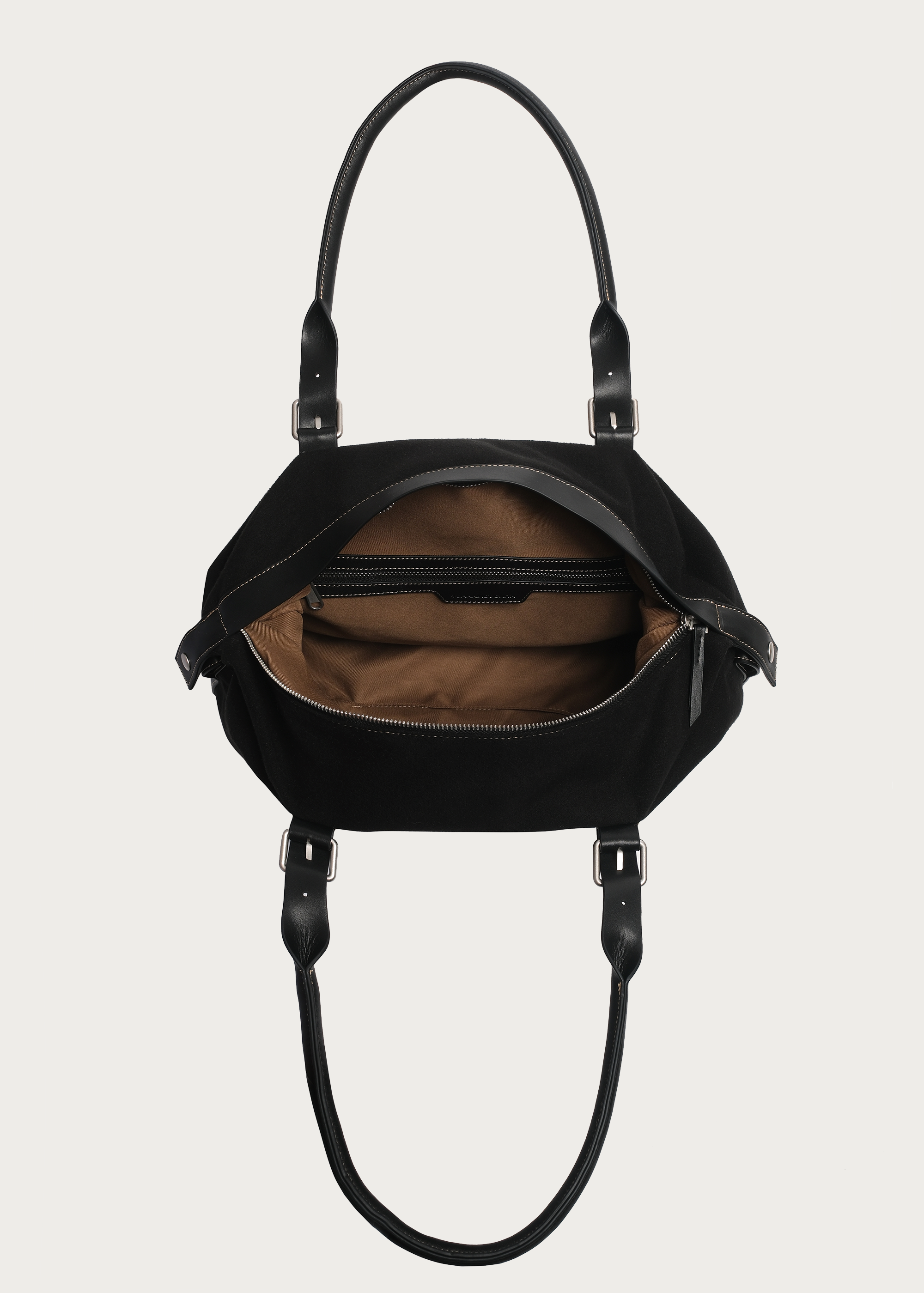Suede and Leather Patchwork Shoulder/Crossbody Bag