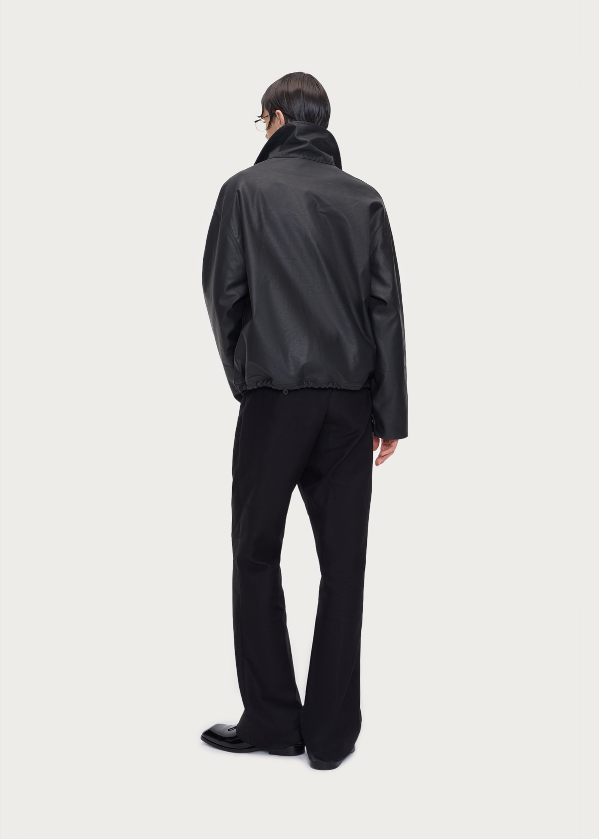 Waxed Lyocell Cropped Utility Jacket